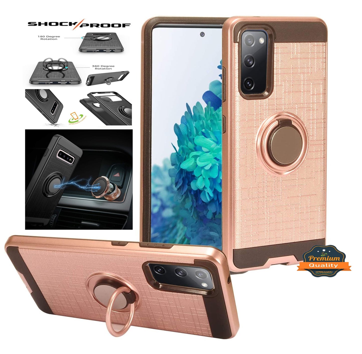 For Samsung Galaxy A03S Hybrid 360° Ring Armor Shockproof Dual Layers Holder with Ring Stand for Magnetic Car Mount Phone Case Cover