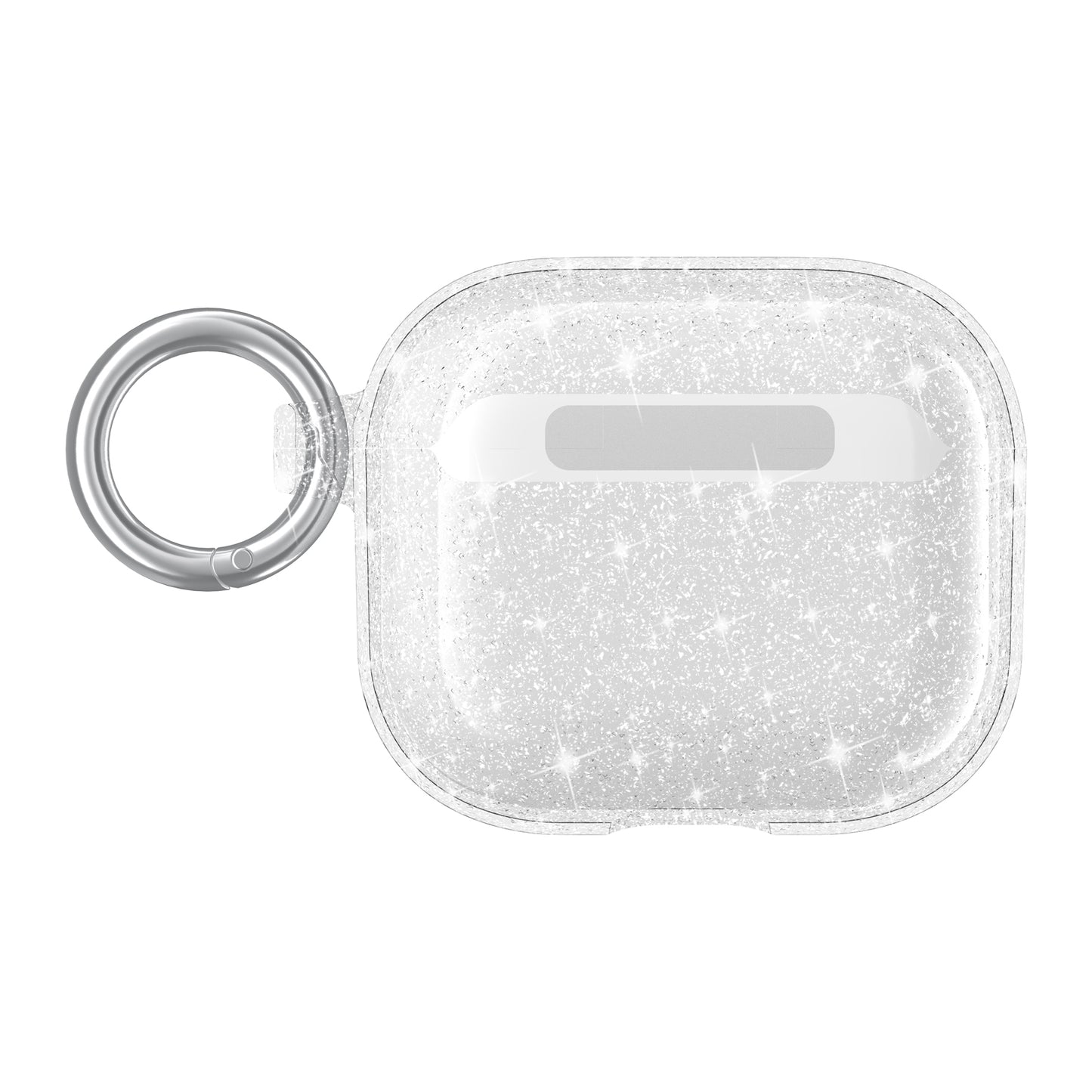 For Apple AirPods 3rd Generation (2021) Transparent Glitter Shimmer Bling Hybrid Silicone Rubber TPU Shockproof Skin with Keychain Phone Case Cover
