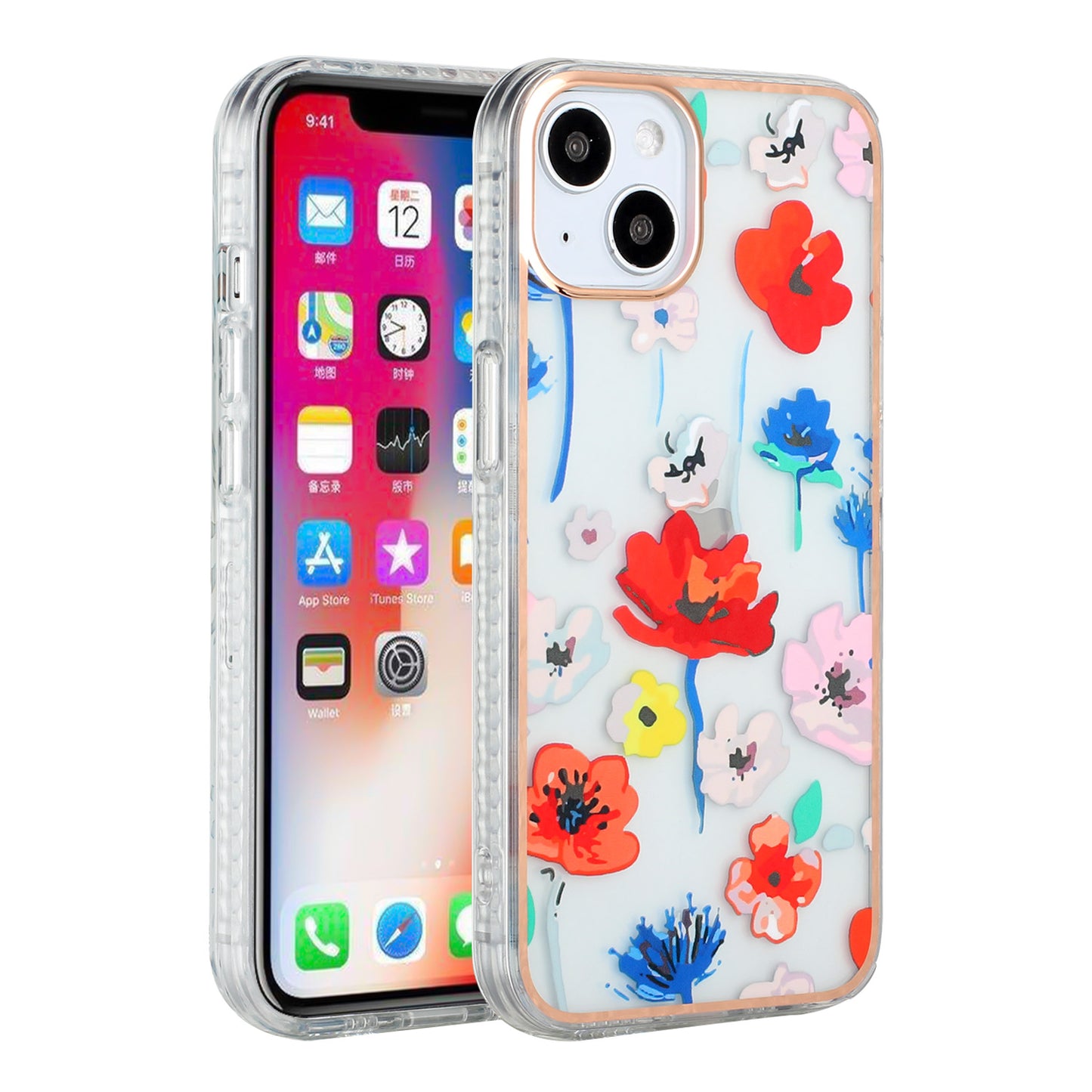 For Apple iPhone 11 (6.1") Stylish Design Floral IMD Hybrid Rubber TPU Hard PC Shockproof Armor Rugged Slim Fit Phone Case Cover