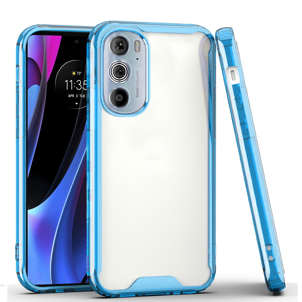 For Motorola Edge+ 2022 /Edge Plus Colored Shockproof Transparent Hard PC Rubber TPU Hybrid Shell Thin Slim Protective Phone Case Cover
