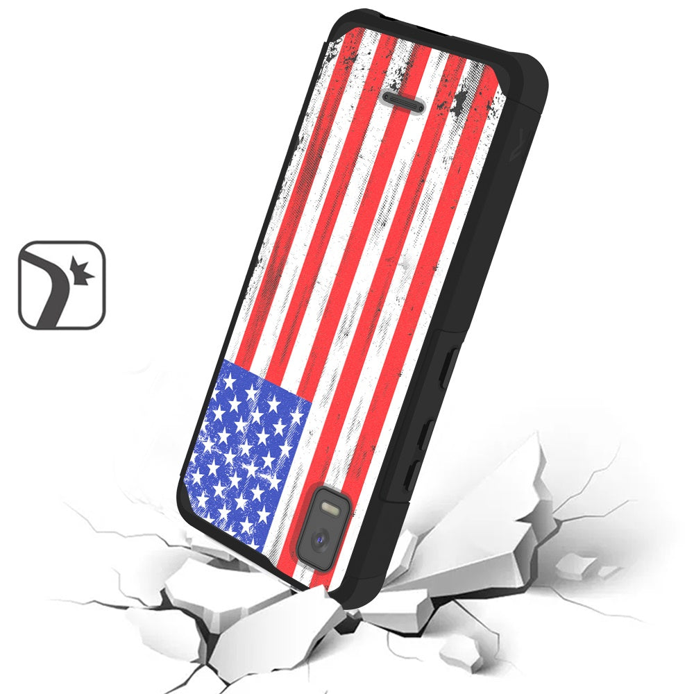 For Cricket Debut Smart Graphic Design Stylish Pattern Hard TPU Tough Strong Hybrid Shockproof Armor Frame Phone Case Cover
