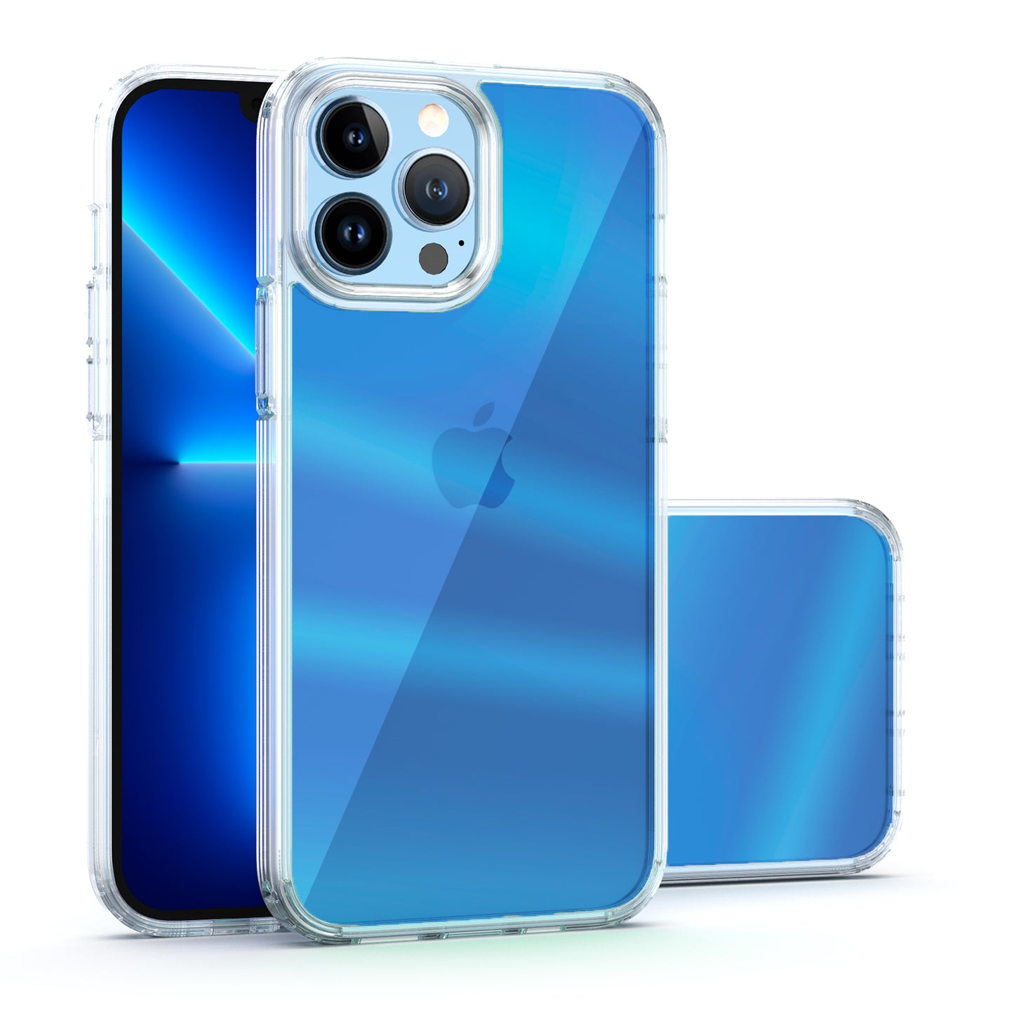 For Apple iPhone 13 Pro Max 6.7" Transparent Gradient Designed Slim Hybrid Hard PC Back and TPU Rubber Frame Bumper Phone Case Cover