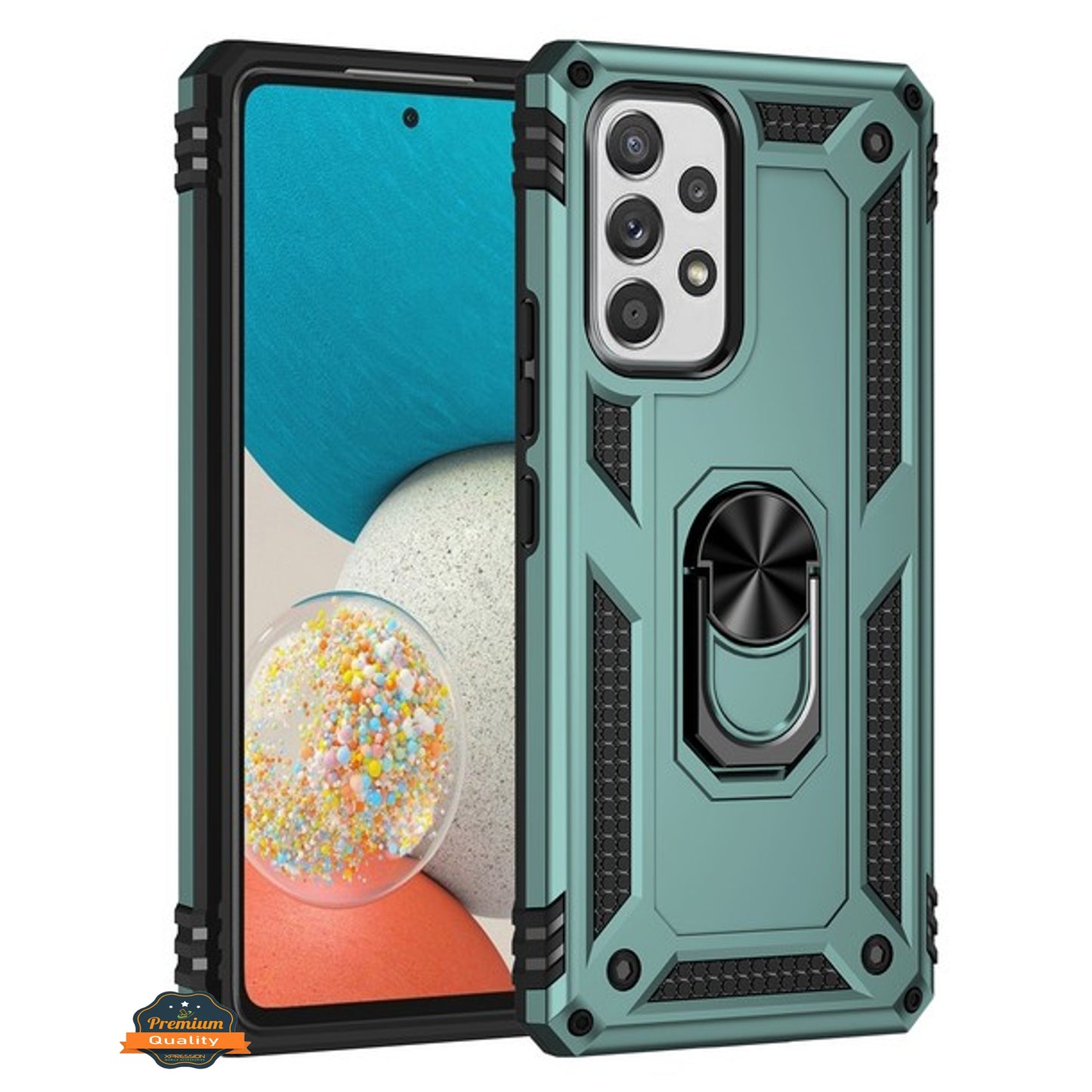For Samsung Galaxy A03S Shockproof Tuff Hybrid Dual Layer PC TPU with 360° Ring Stand Metal Kickstand Heavy Duty Shell Phone Case Cover