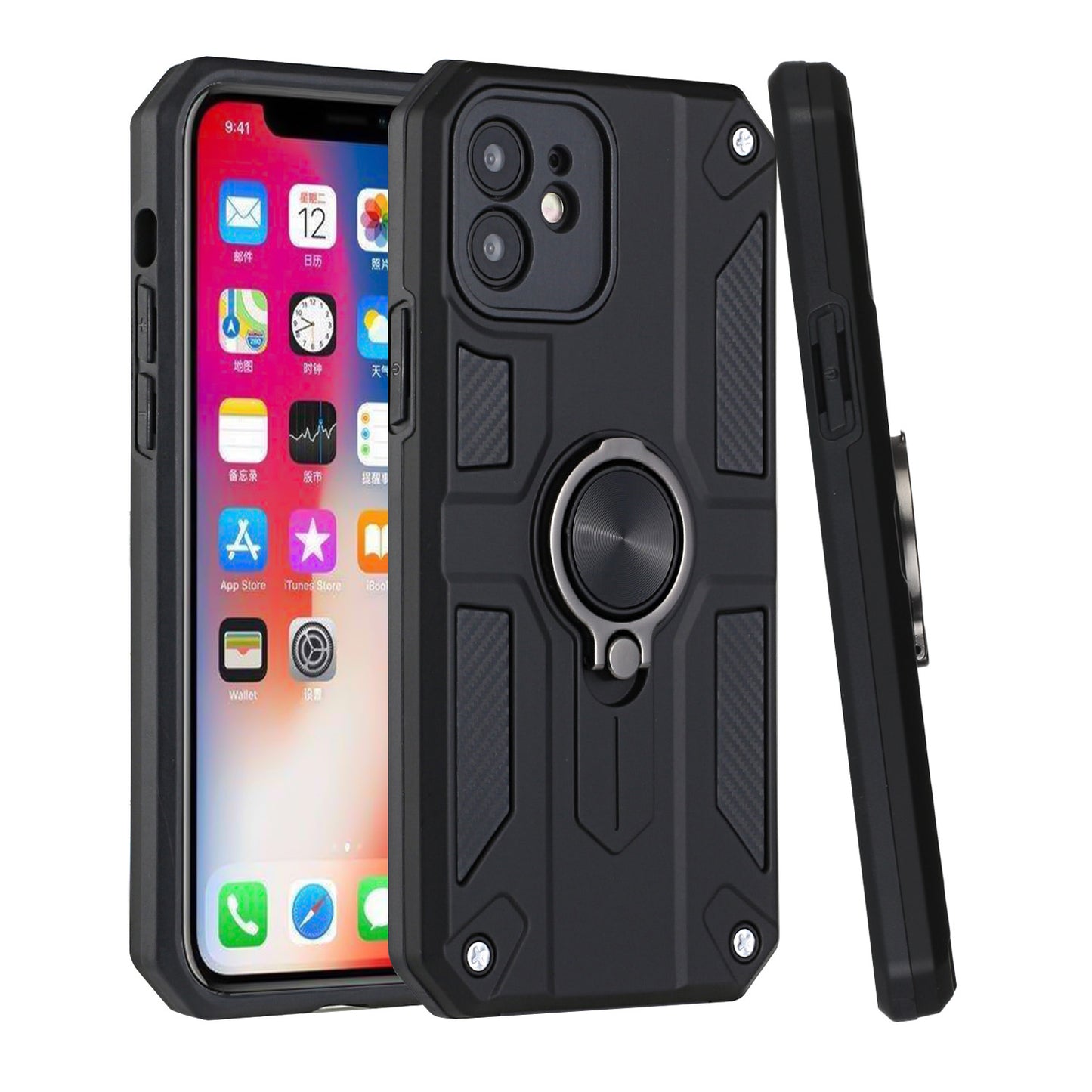 For Samsung Galaxy A32 5G Armor Hybrid with Built in 360° Ring Kickstand Shockproof Hard PC, TPU Silicone Bumper Military Grade Phone Case Cover