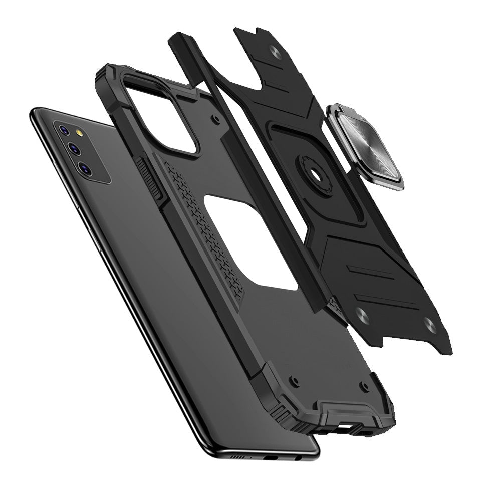 For Samsung Galaxy A03S Armor Hybrid with Ring Holder Kickstand TPU Shockproof Heavy-Duty Durable Rugged Dual Layer Phone Case Cover