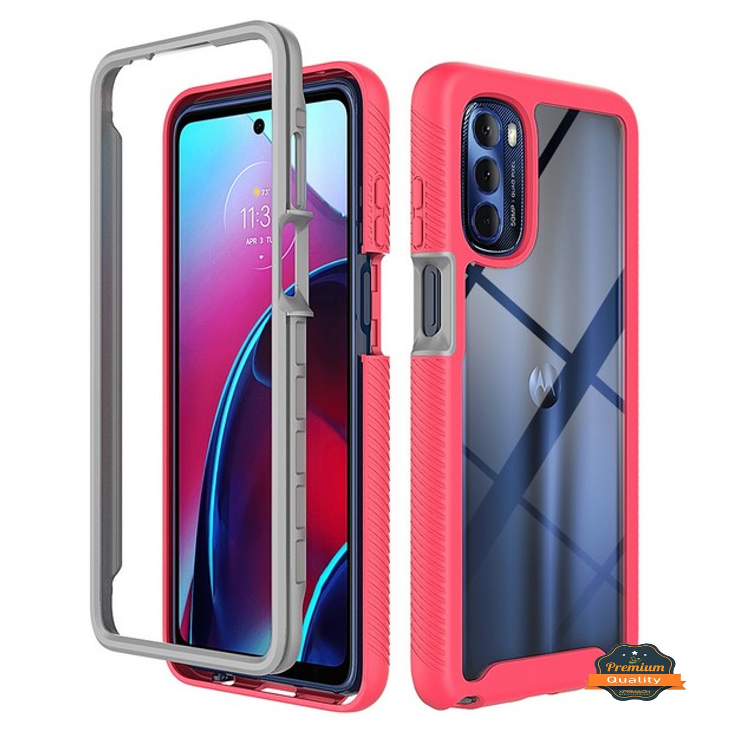 For Motorola Moto G 5G 2022 Frame Armor Slim Hybrid Double Layer Hard PC + TPU Transparent Back Rugged Shockproof Phone Case Cover