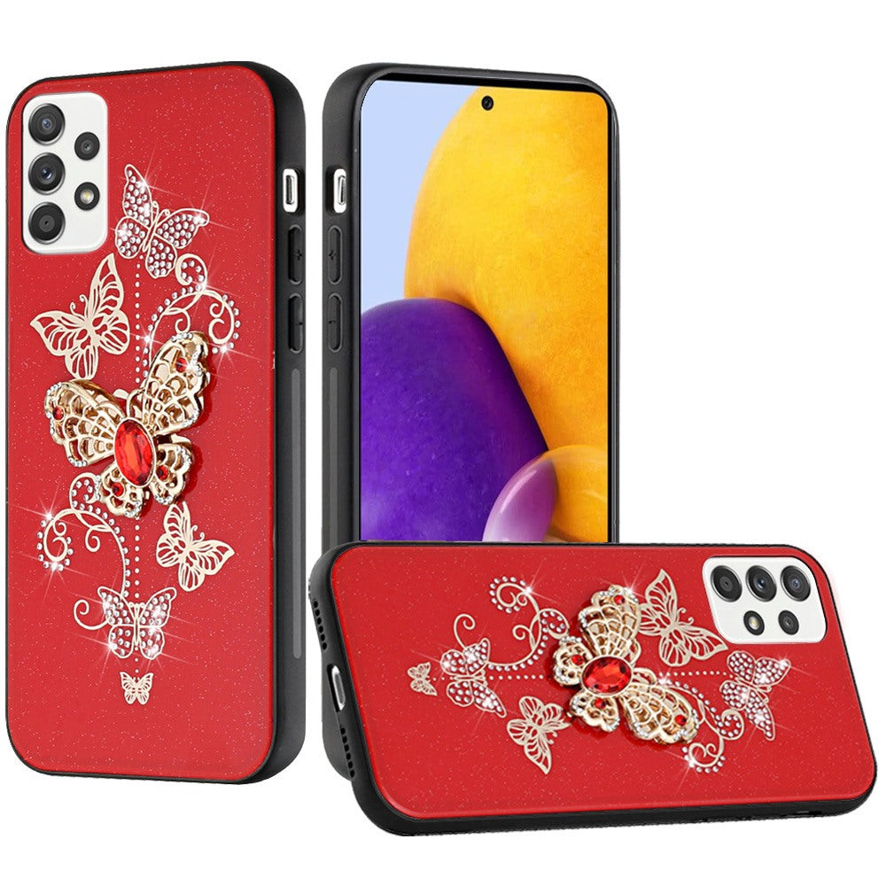 For Samsung Galaxy A73 5G 3D Diamond Bling Sparkly Glitter Ornaments Engraving Hybrid Armor Rugged Metal Fashion Phone Case Cover