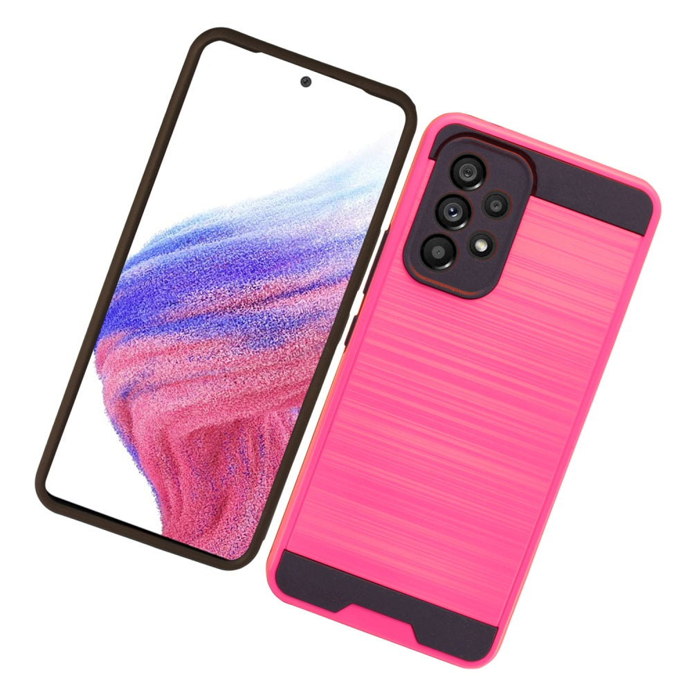 For Samsung Galaxy A33 5G Brushed Texture Slim Hybrid Shockproof Dual Layer Hard PC & TPU Armor Rugged Protective Phone Case Cover