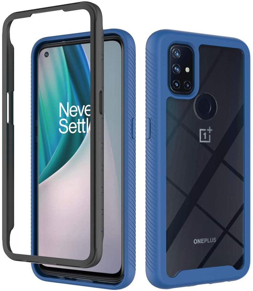 For Samsung Galaxy A23 5G Full Body Armor Slim Hybrid Double Layer Hard PC + TPU Transparent Back Rugged Shockproof Clear / Blue Phone Case Cover