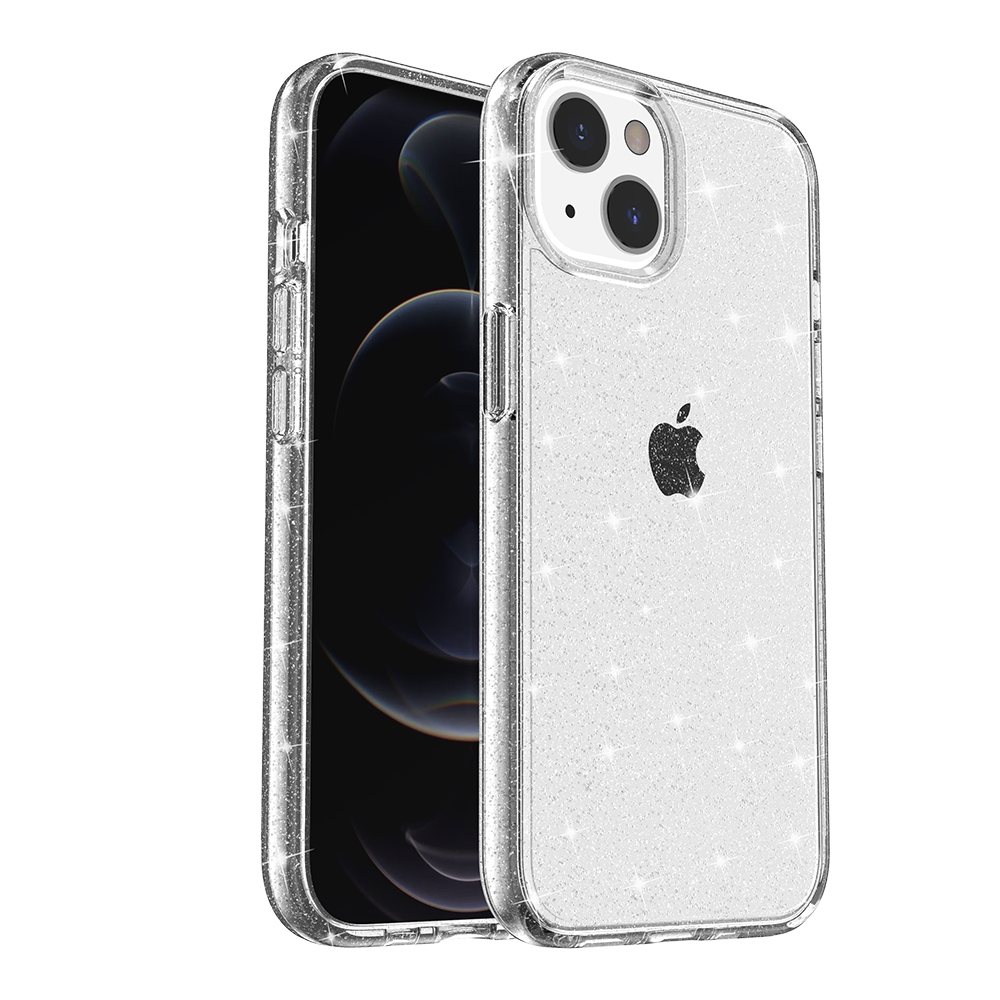 For Samsung Galaxy A03S Transparent Crystal Glitter Shiny Sparkle Bling Sjiny TPU Rubber Hard PC Back Hybrid Armor Frame Phone Case Cover
