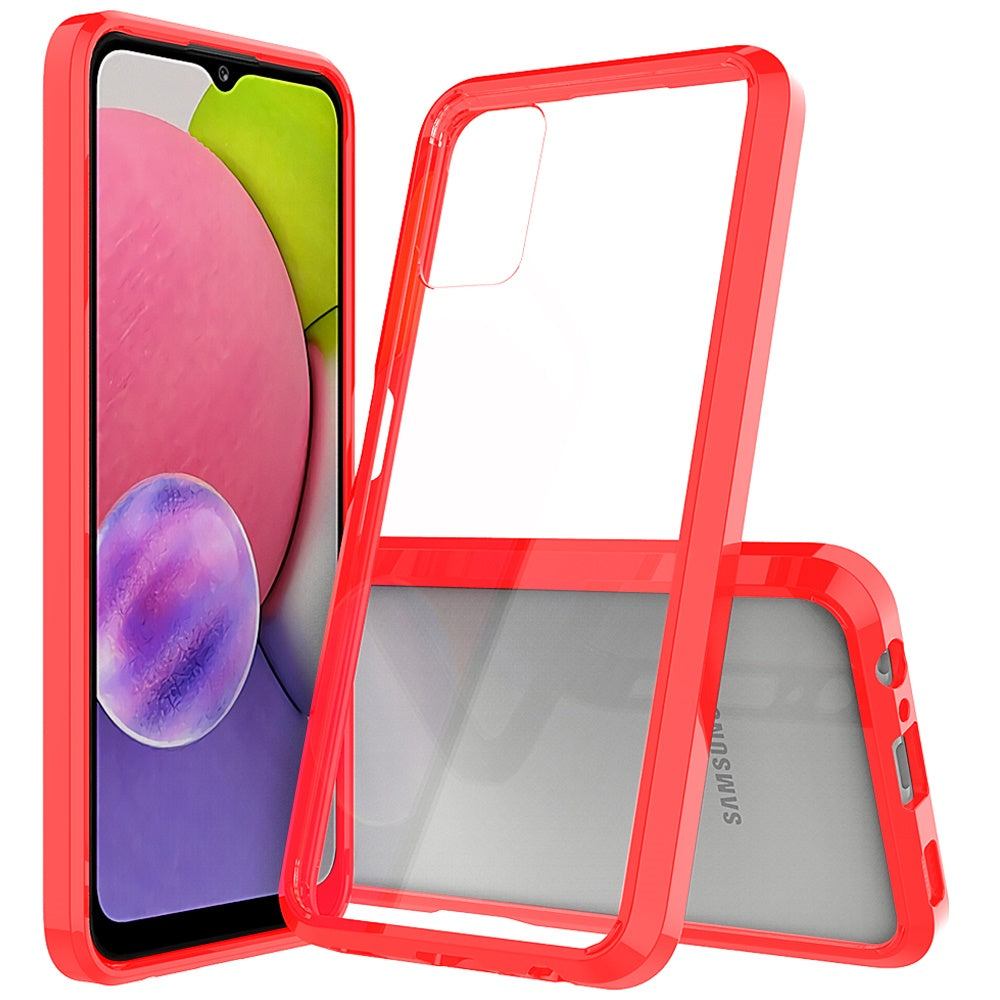 For Samsung Galaxy A03S Hybrid Slim Crystal Clear Transparent Shock-Absorption Bumper with TPU + Hard PC Back Frame Phone Case Cover