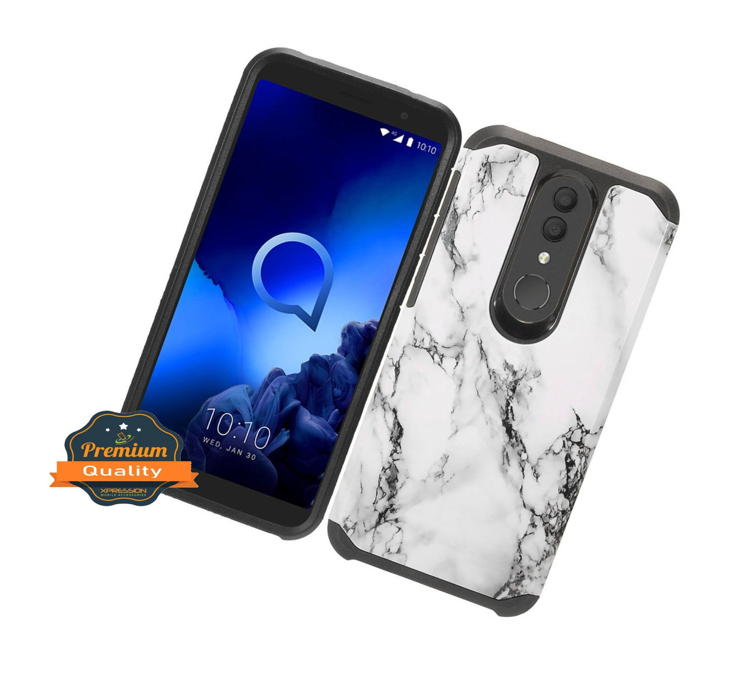 For Samsung Galaxy A03S Stylish Design Marble Armor Dual Layer 2 in 1 Rubberized Hard Shell Shockproof TPU Hybrid Phone Case Cover