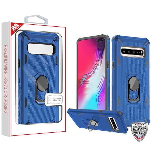 For Samsung Galaxy S10 5G (6.7") Slim Rugged Shockproof Hybrid with Ring Stand Holder Blue Phone Case Cover