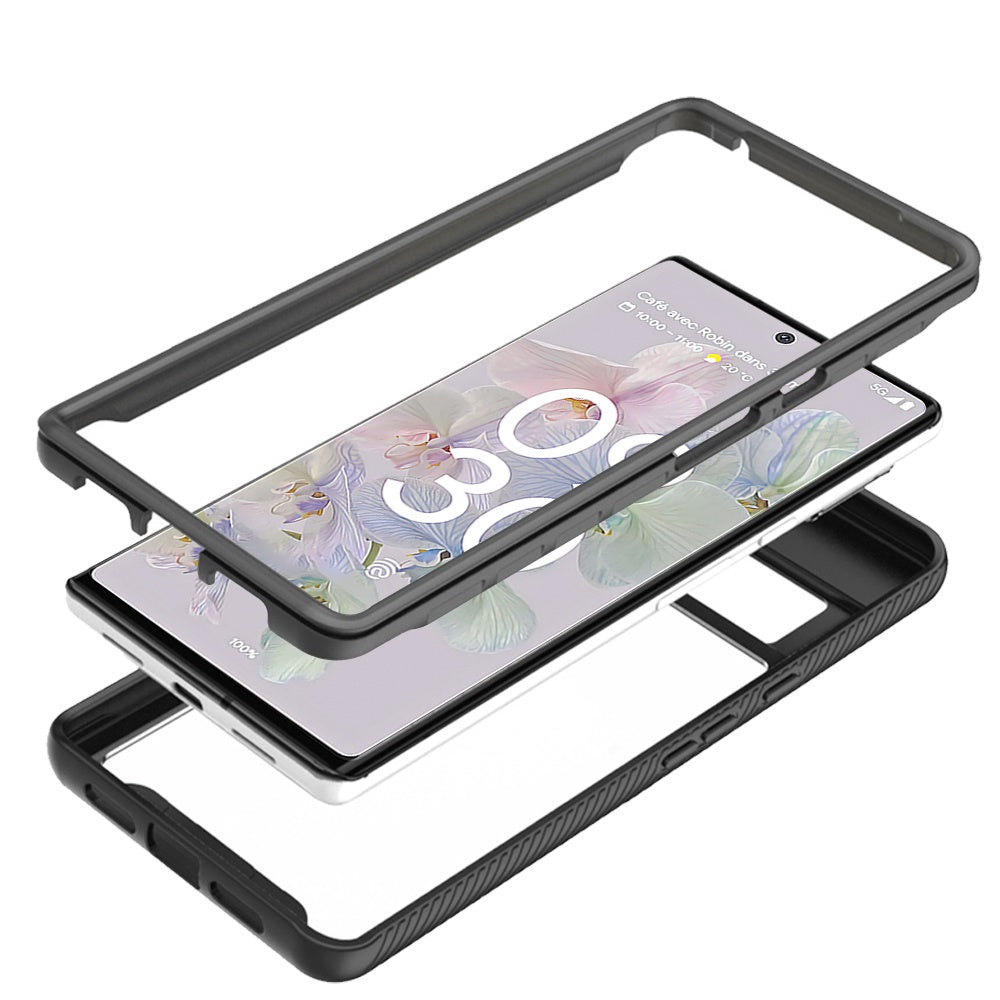 For Google Pixel 6A Clear Dual Layer Rugged Bumper Frame Heavy Duty Hybrid Shockproof Rubber TPU Full Body Defender Phone Case Cover