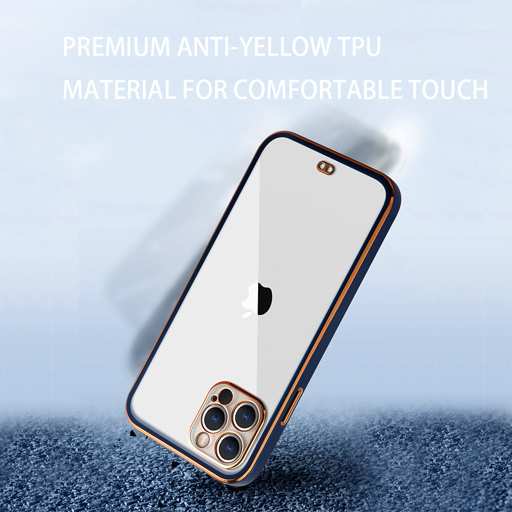 For Apple iPhone 13 /Pro Max Hybrid PC Bumper Plating with Raised Camera Protection Shockproof Slim Frame TPU Protective Phone Case Cover