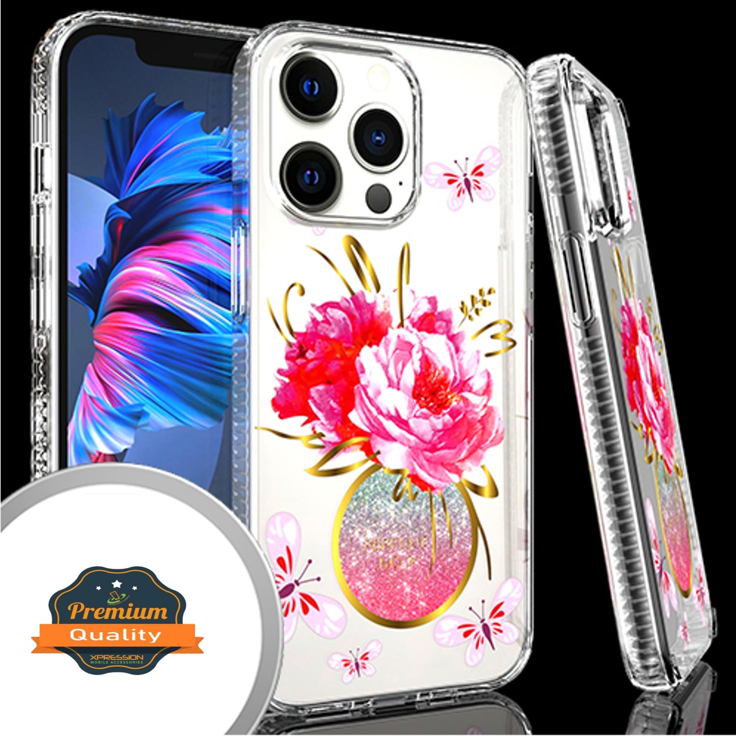 For Apple iPhone 13 /Pro Max Mini Clear Fashion IMD Pattern Design Hard Back PC Hybrid Bumper Armor TPU Soft Rubber Silicone Ultra Slim Phone Case Cover
