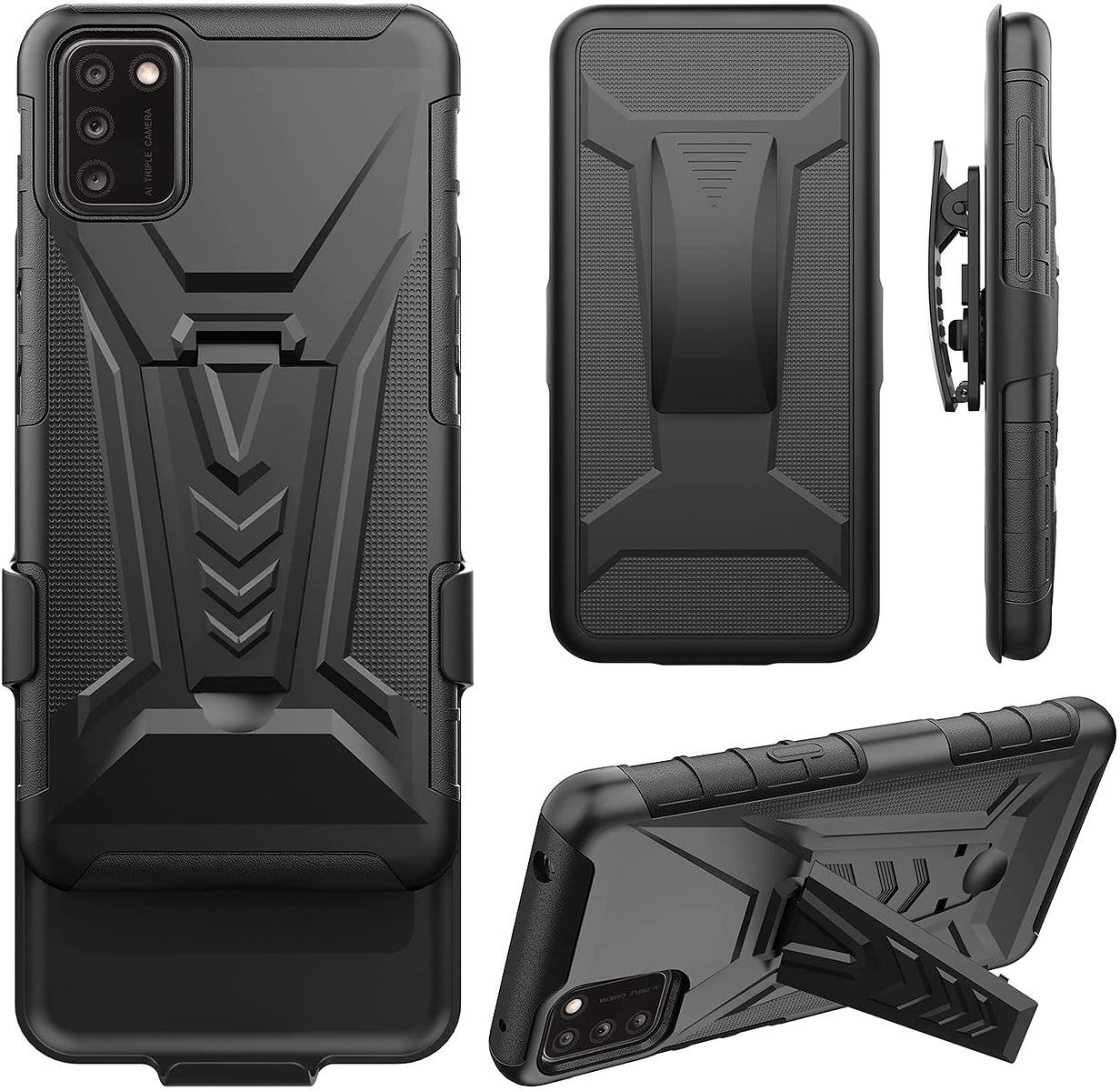For Alcatel 1V 2021 6002 Hybrid Armor V Kickstand with Swivel Belt Clip Holster Heavy Duty 3in1 Stand Shockproof Rugged Phone Case Cover