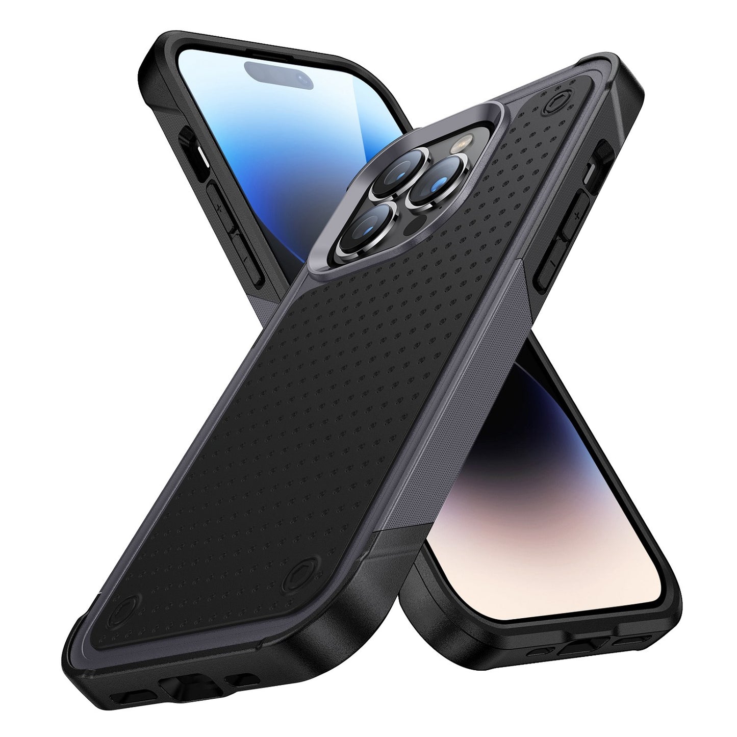 For Apple iPhone 14 /Plus Pro Max Heavy Duty Hybrid Armor Rubber TPU Hard Drop Proof Dot Rugged Tough Durable Phone Case Cover