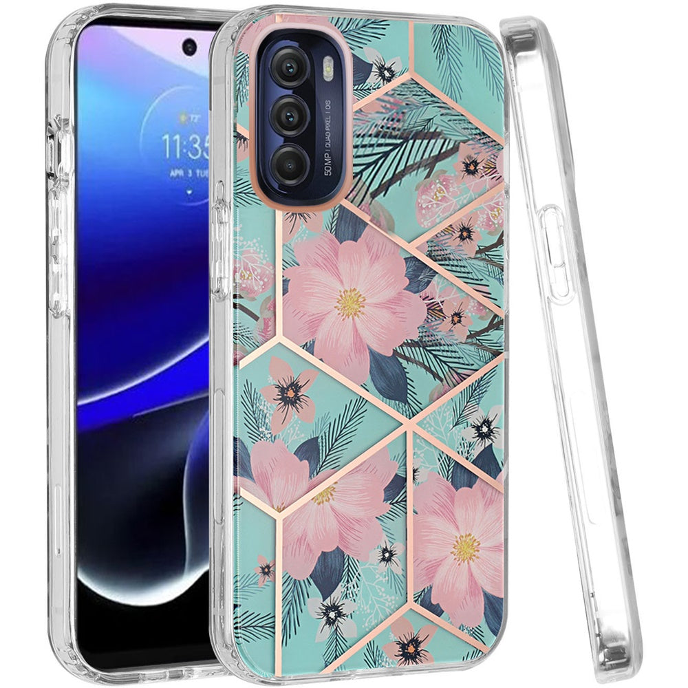 For Motorola Moto G Stylus 5G 2022 Fashion Floral IMD Design Flower Pattern Hybrid Hard PC Rubber TPU Slim Shockproof Phone Case Cover