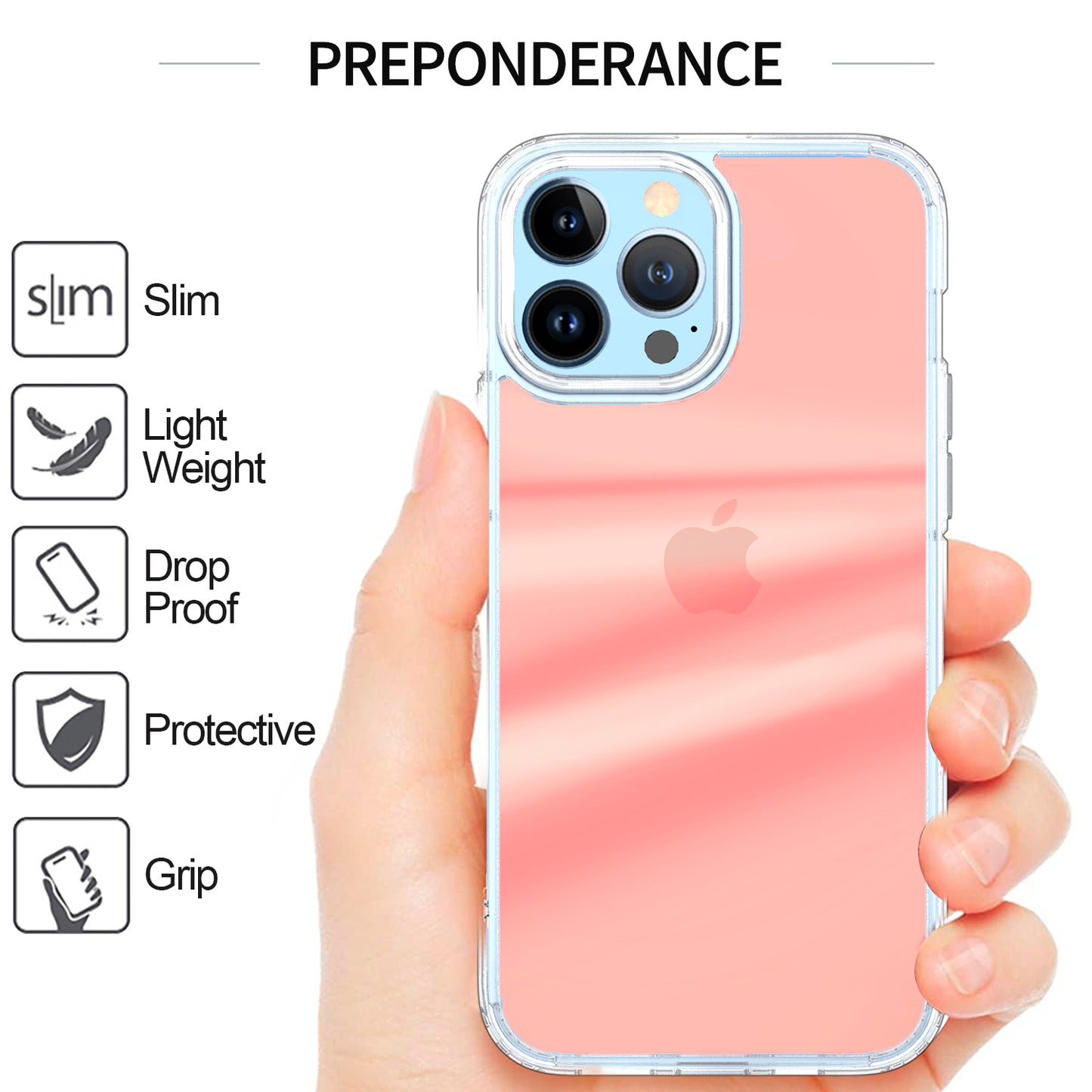 For Apple iPhone 13 Pro Max 6.7" Transparent Gradient Designed Slim Hybrid Hard PC Back and TPU Rubber Frame Bumper Phone Case Cover