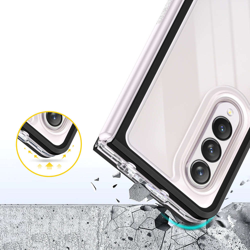 For Samsung Galaxy Z Fold 4 5G Shockproof Hybrid Hard Clear Back with Colored Frame Military Grade Hard PC + TPU Skin Phone Case Cover