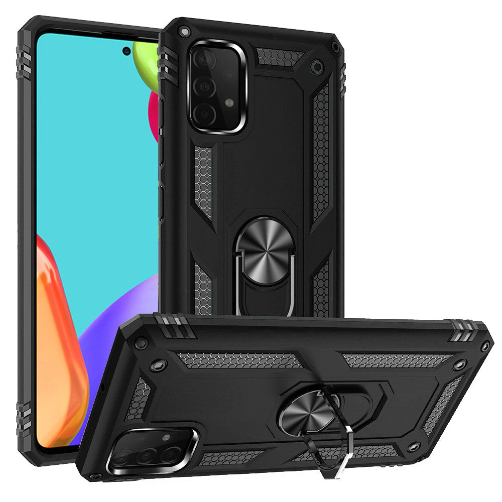 For Samsung Galaxy A71 5G Hybrid Durable Dual Layer with 360 Degree Rotatable Ring Holder Kickstand Fit Magnetic Car Mount Phone Case Cover