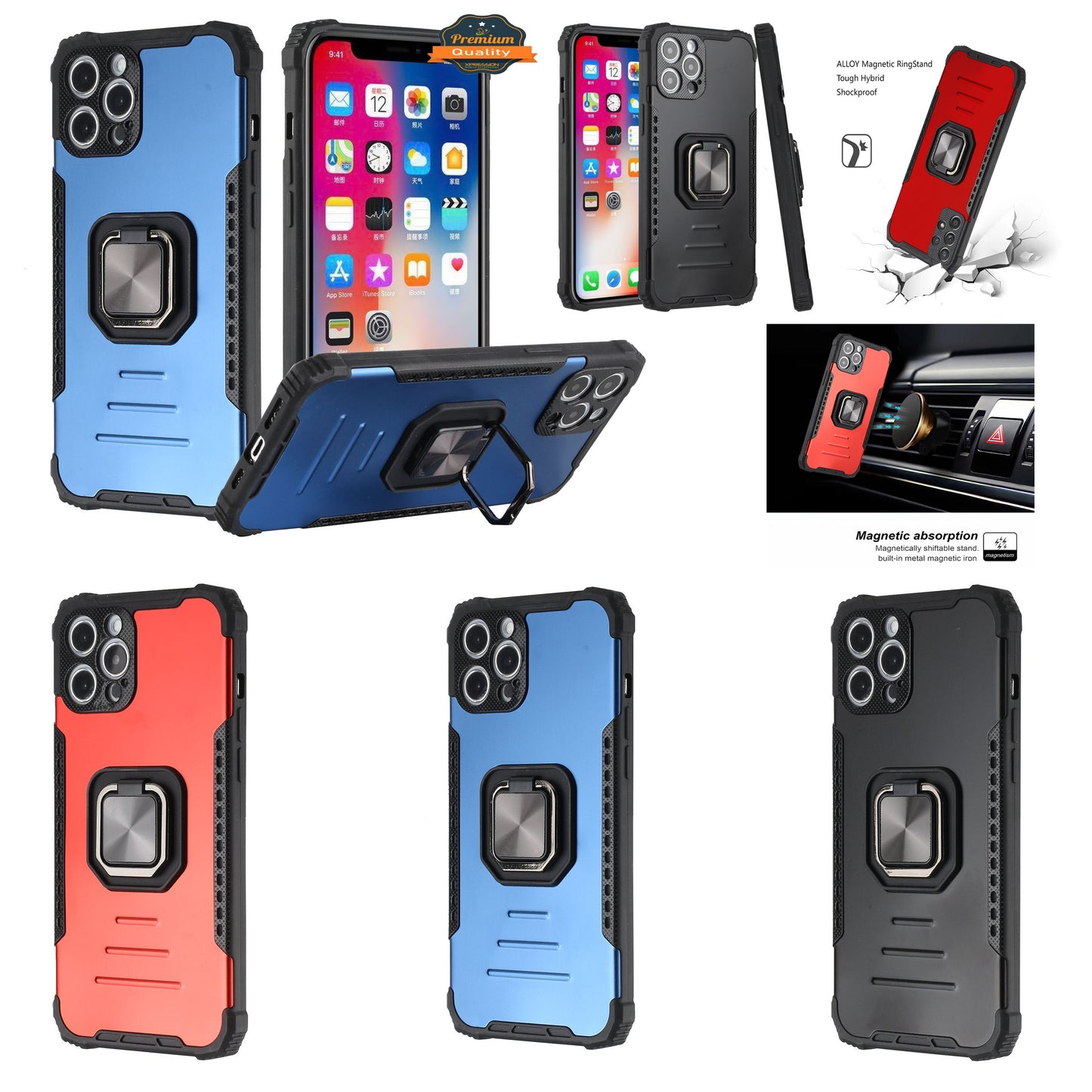 For Samsung Galaxy A12 5G Hybrid with Stand Magnetic Ring Kickstand Bumper Shockproof Armor Heavy Duty Military Grade Hard Phone Case Cover