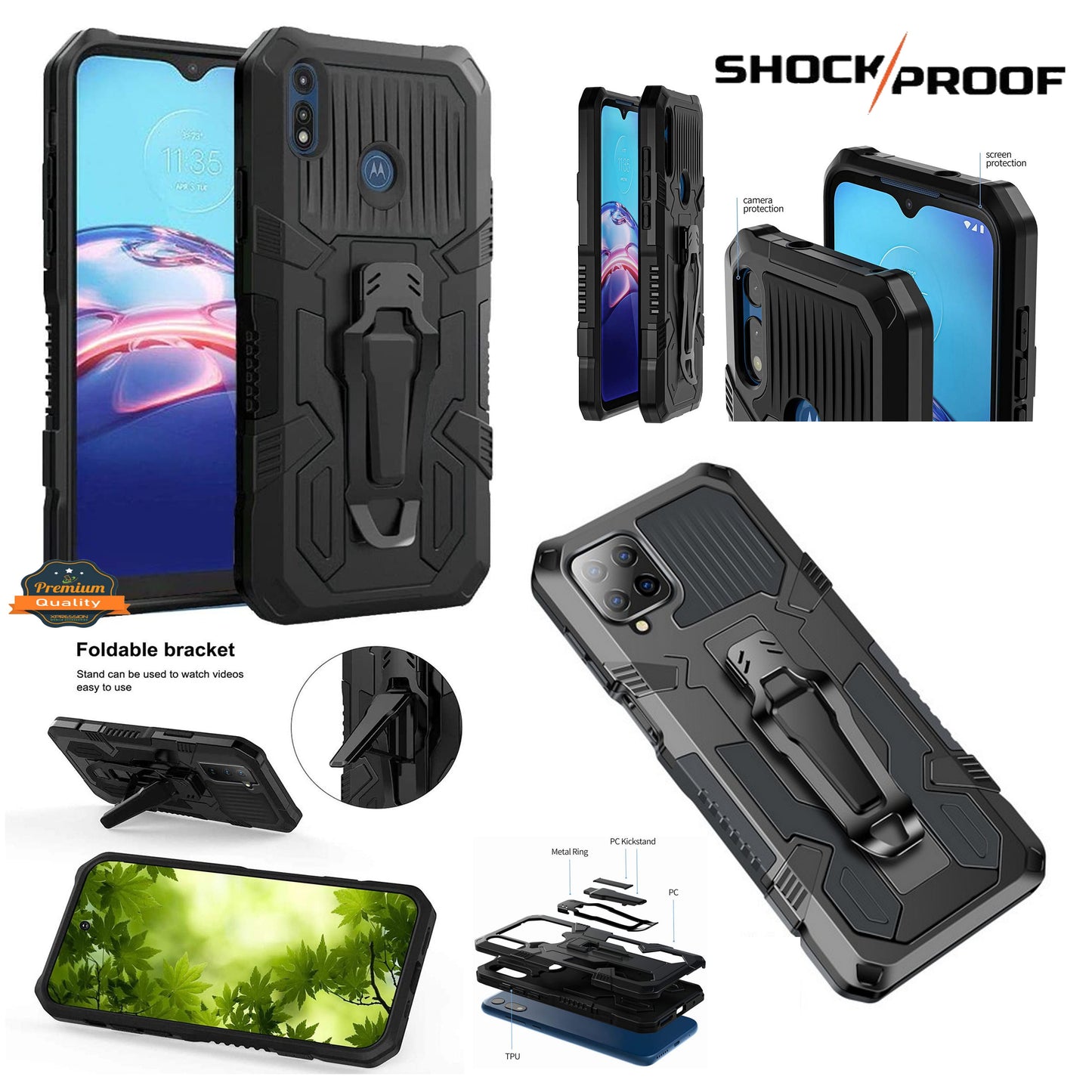 For Samsung Galaxy A03S Hybrid Heavy Duty Protection Shockproof Defender with Belt Clip and Kickstand Dual Layer Shell Phone Case Cover