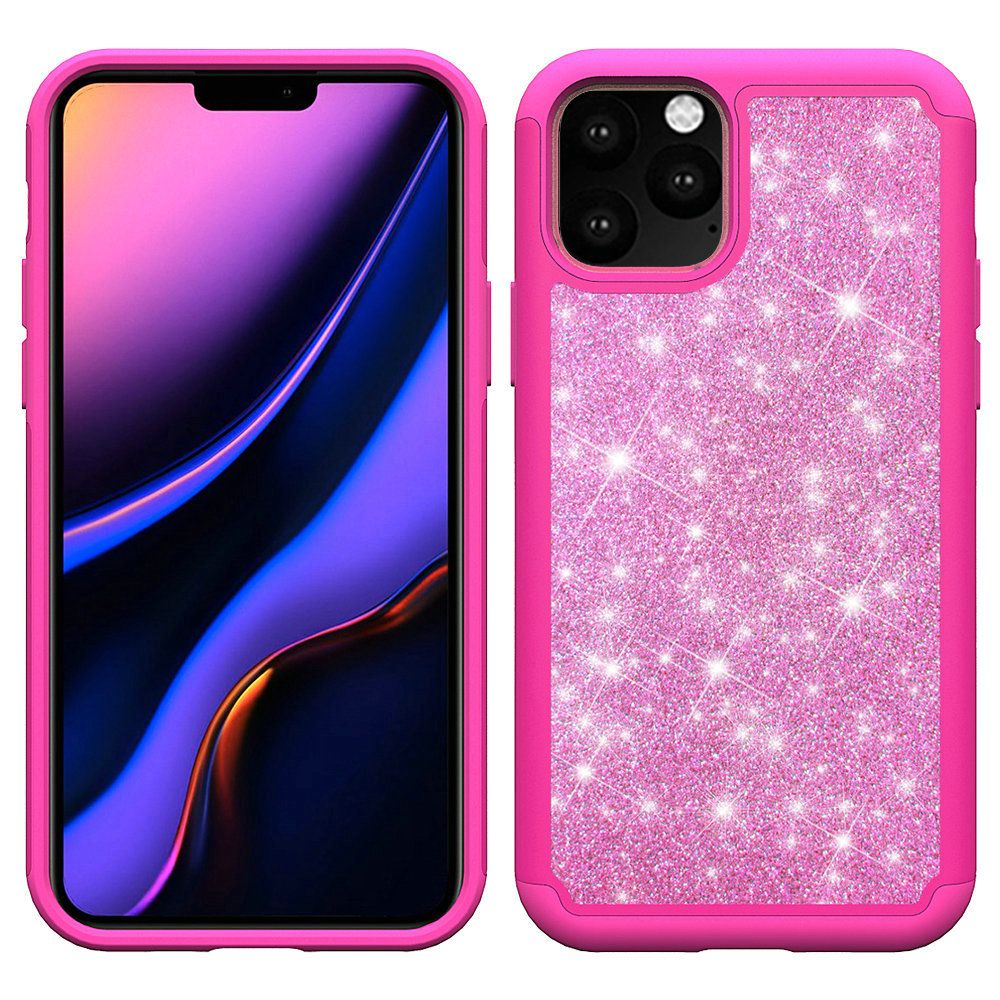 For Apple iPhone 13 Pro Max (6.7") Glitter Sparkle Bling Shinny Hybrid Slim Rhinestone 2 in 1 Hard PC & Soft TPU Rugged Protective Phone Case Cover