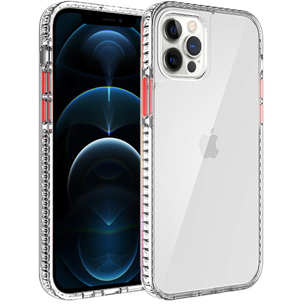 For Apple iPhone 11 (6.1") Crystal Transparent Rugged Shockproof Hybrid PC Colorful Buttons Military Grade Protection Phone Case Cover