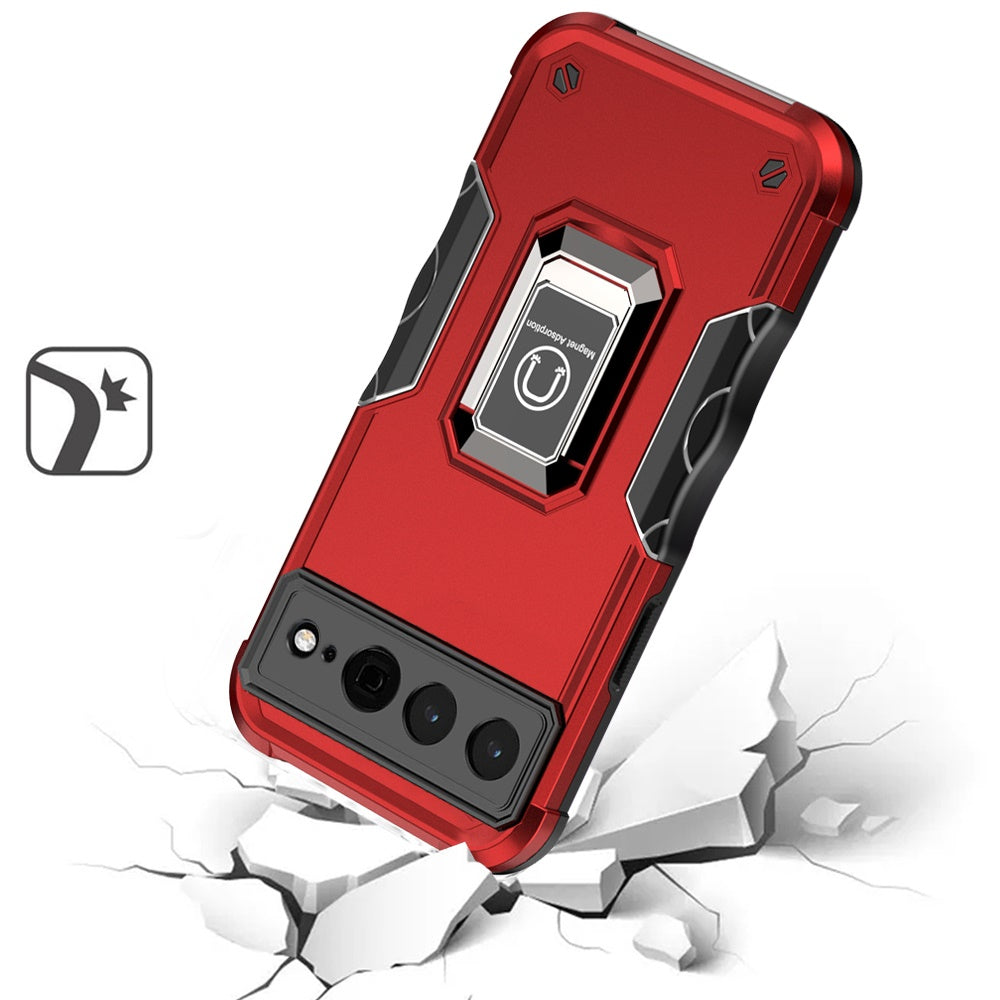 For Google Pixel 7/ 7 Pro Hybrid Cases with Magnetic Ring Holder Stand Kickstand Heavy Duty Rugged Silicone Shockproof Phone Case Cover