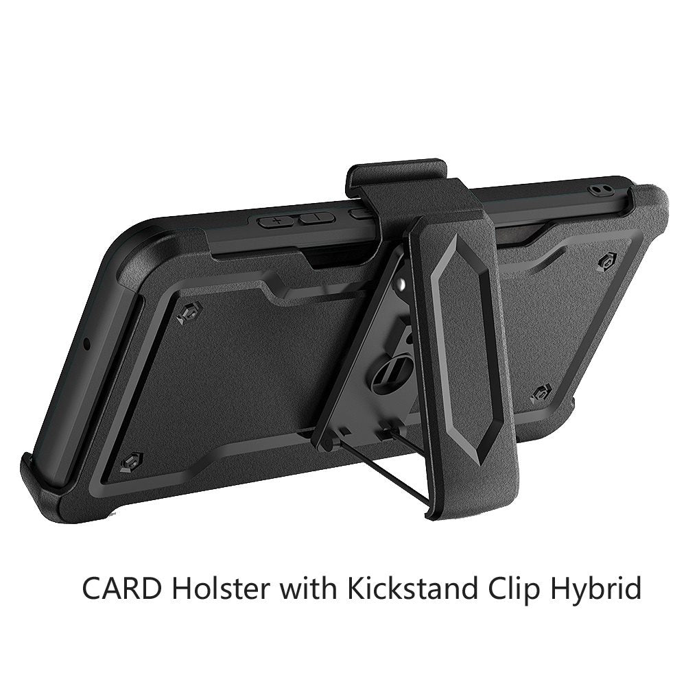 For Samsung Galaxy A12 5G Armor Belt Clip with Credit Card Holder, Holster, Kickstand Protective Full Body Heavy Duty Hybrid Phone Case Cover