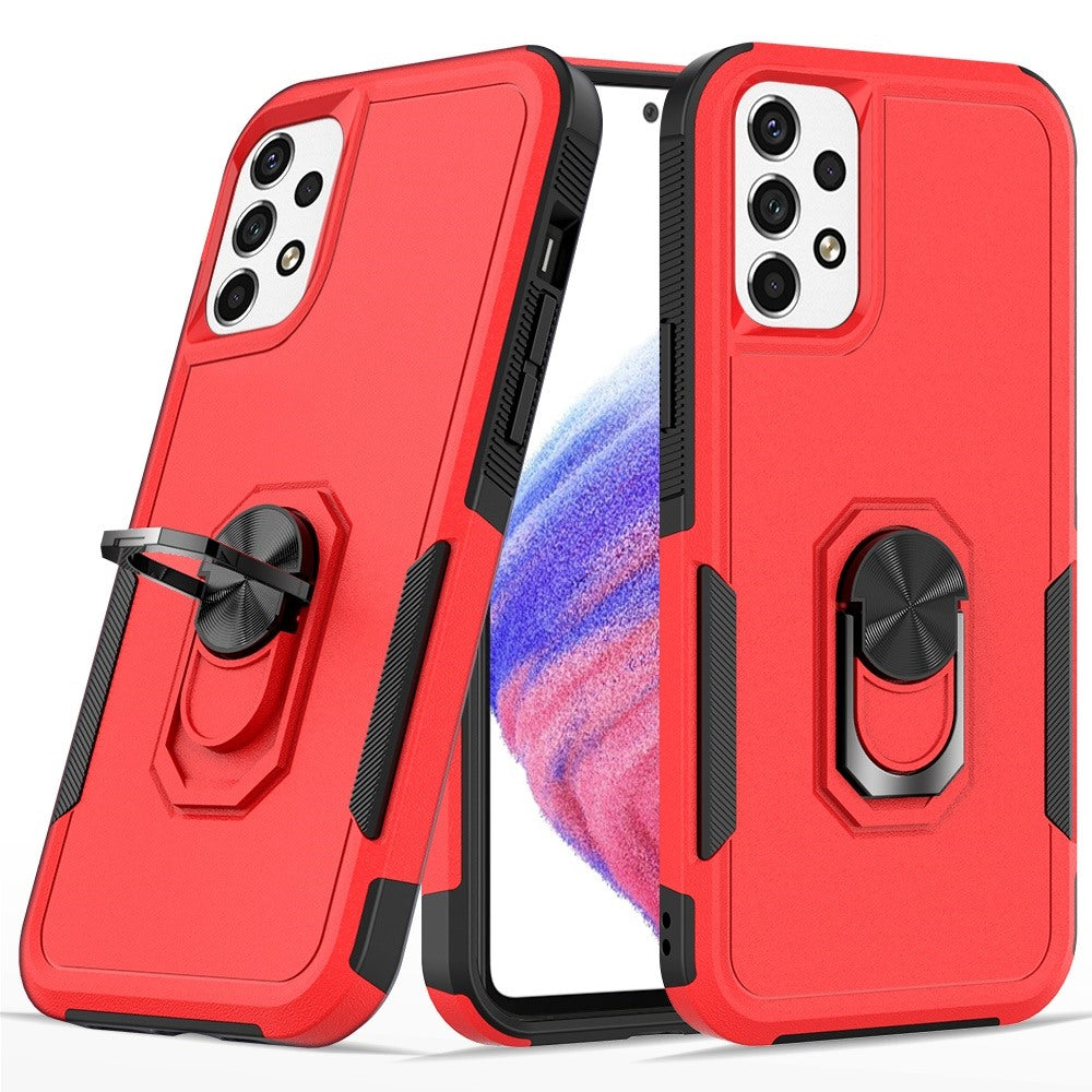 For Samsung Galaxy A53 5G Hybrid Rugged Hard Drop-Proof 3 Layer Protection Military Grade Armor with Metal Ring Stand Phone Case Cover