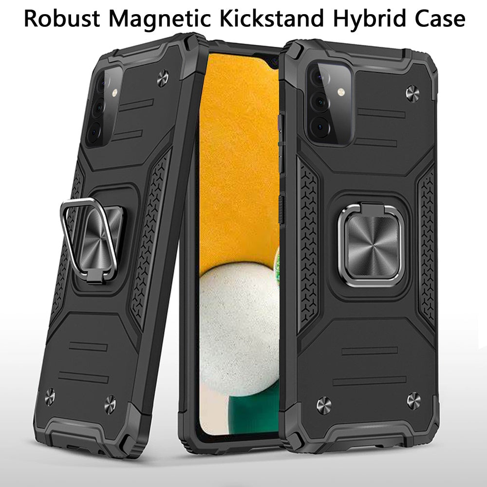 For Samsung Galaxy A13 5G Armor Hybrid with Ring Holder Kickstand Shockproof Heavy-Duty Durable Rugged Dual Layer Hard PC + TPU Phone Case Cover