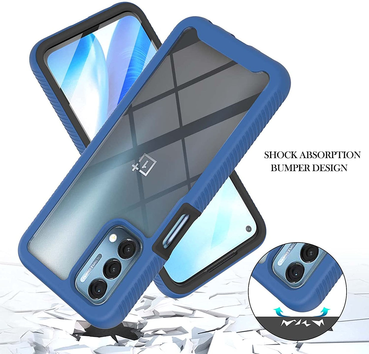 For Samsung Galaxy A23 5G Full Body Armor Slim Hybrid Double Layer Hard PC + TPU Transparent Back Rugged Shockproof Clear / Blue Phone Case Cover