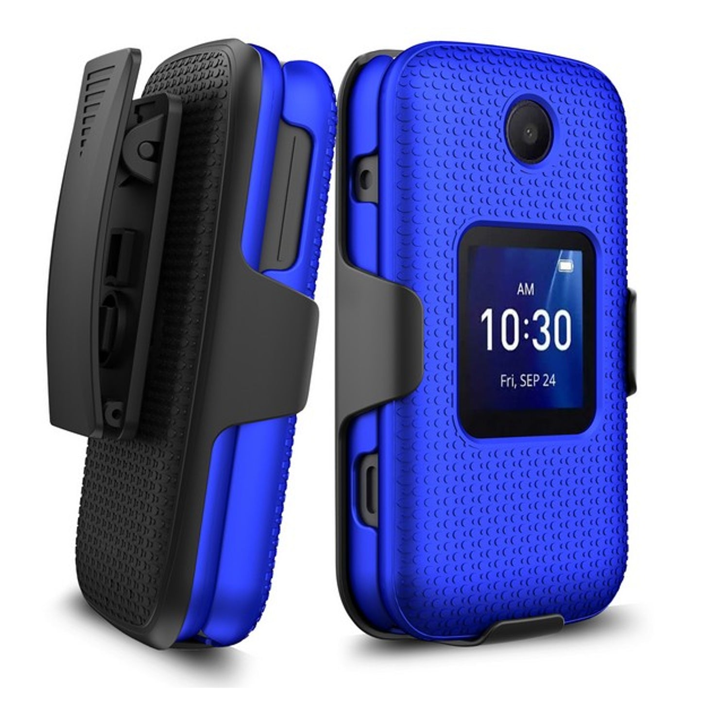 For TCL Flip Pro Hybrid Armor Holster with Swivel Belt Clip Heavy Duty 3 in 1 Defender Full Protective Shockproof Rugged Phone Case Cover