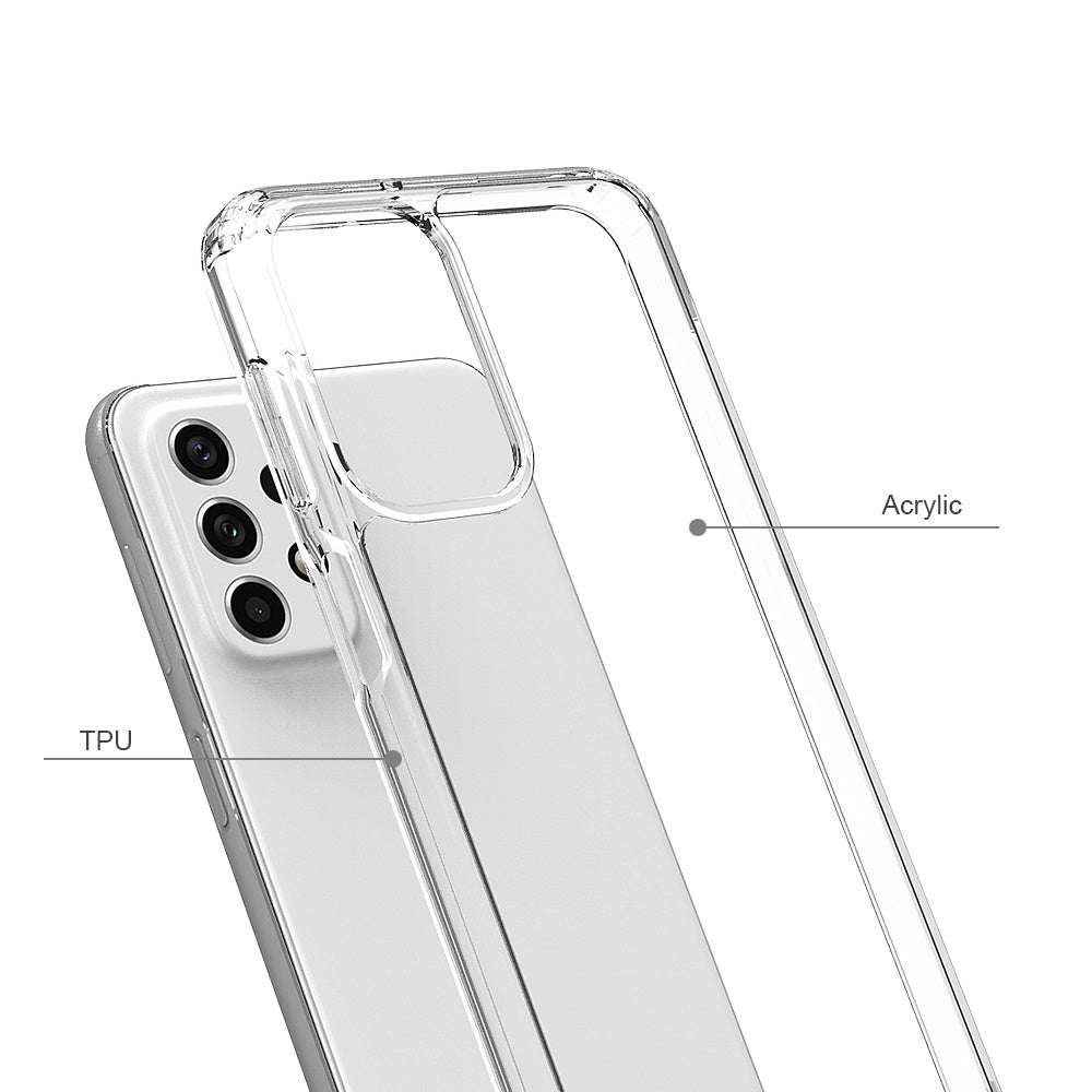 For Samsung Galaxy A23 5G Hybrid Crystal Clear Transparent Shock-Absorption Bumper with TPU + Hard PC Back Frame Phone Case Cover