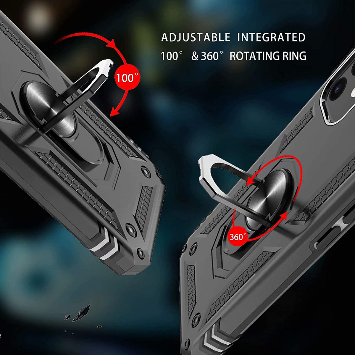 For Samsung Galaxy A03 Core Shockproof Hybrid Dual Layer PC + TPU with Ring Stand Metal Kickstand Heavy Duty Armor Shell Phone Case Cover