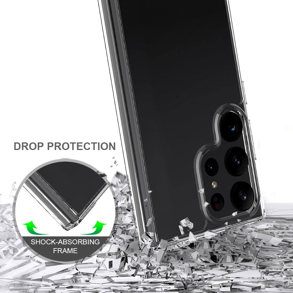 For Samsung Galaxy S23 /Plus /Ultra Hybrid Transparent Clear Acrylic Back Hard PC & TPU Protective Bumper Extra Shock-Absorb Phone Case Cover