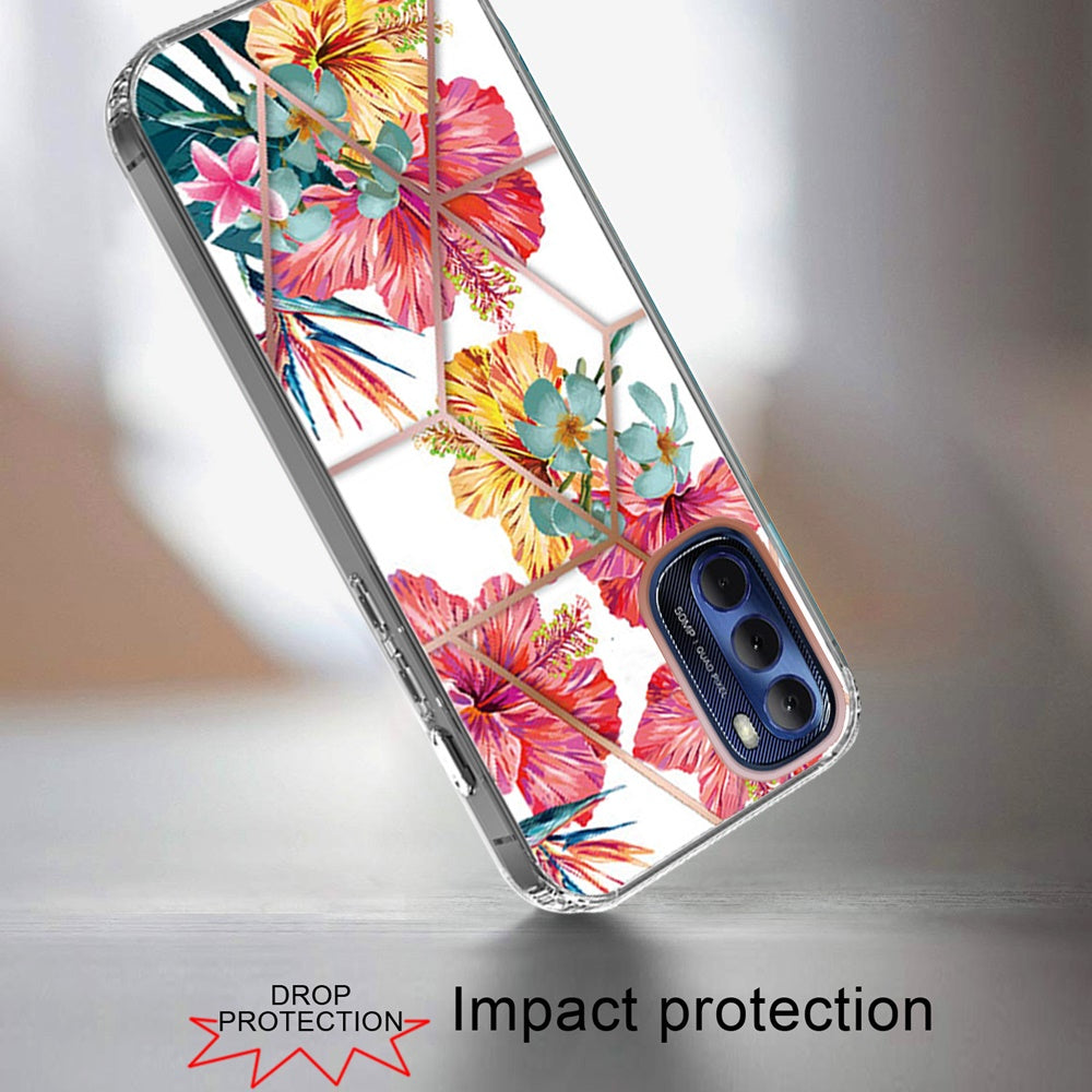 For Motorola Moto G Stylus 2022 4G Fashion Art Floral IMD Design Beautiful Flower Pattern Hybrid PC Rubber Hard Back Phone Case Cover