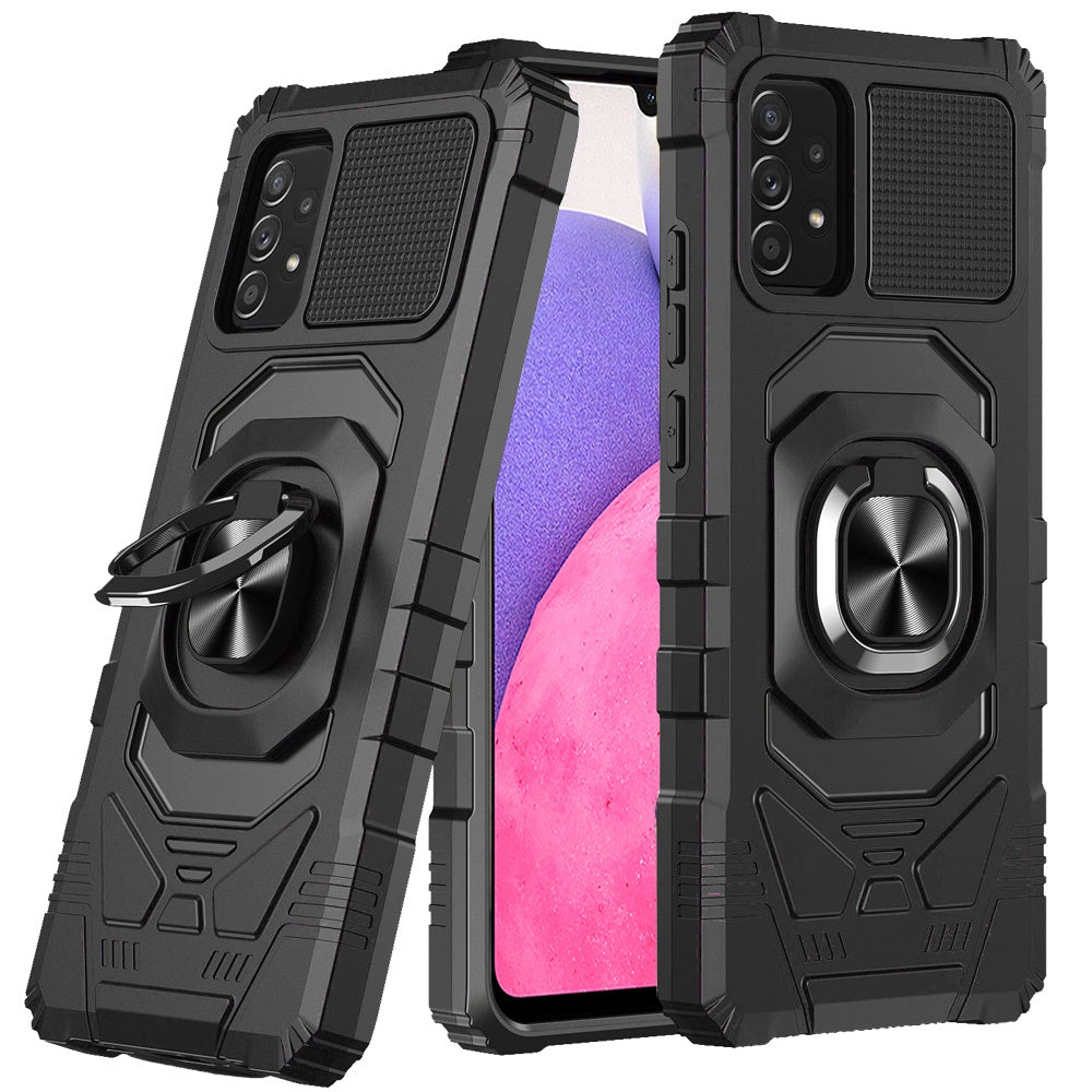 For Samsung Galaxy A33 5G Hybrid Dual Layer with Rotate Magnetic Ring Stand Holder Kickstand, Rugged Shockproof Protective Phone Case Cover