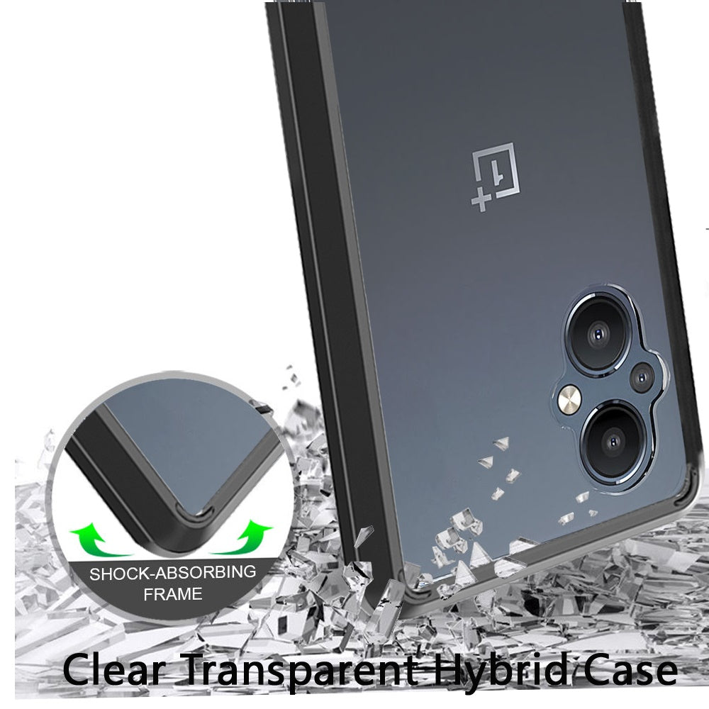 For OnePlus Nord N20 5G Hybrid Slim Crystal Clear Transparent Shock-Absorption Bumper with TPU + Hard PC Back Frame Phone Case Cover