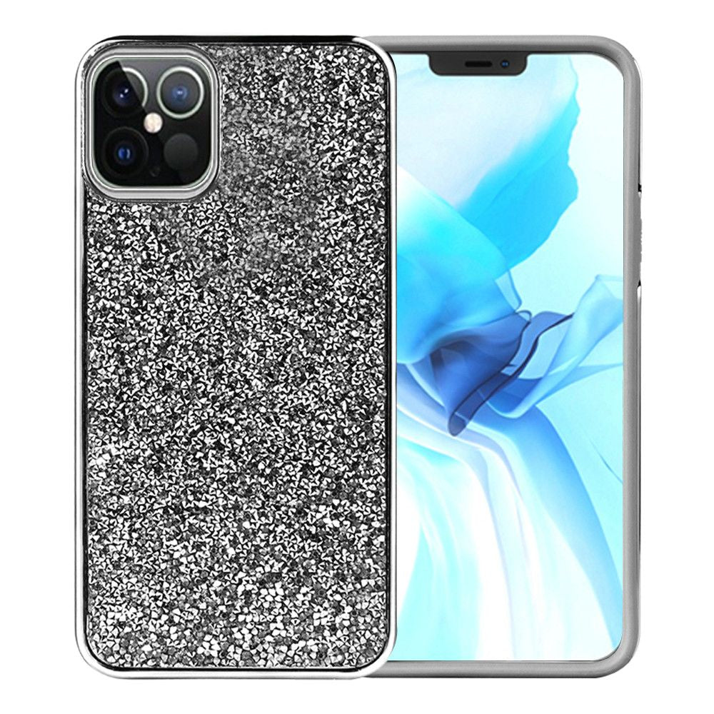 For Apple iPhone 13 Mini (5.4") Bling Rhinestone Diamond Shiny Glitter Hybrid Bumper Dual Layer Rugged Shell Hard PC TPU Rubber Phone Case Cover