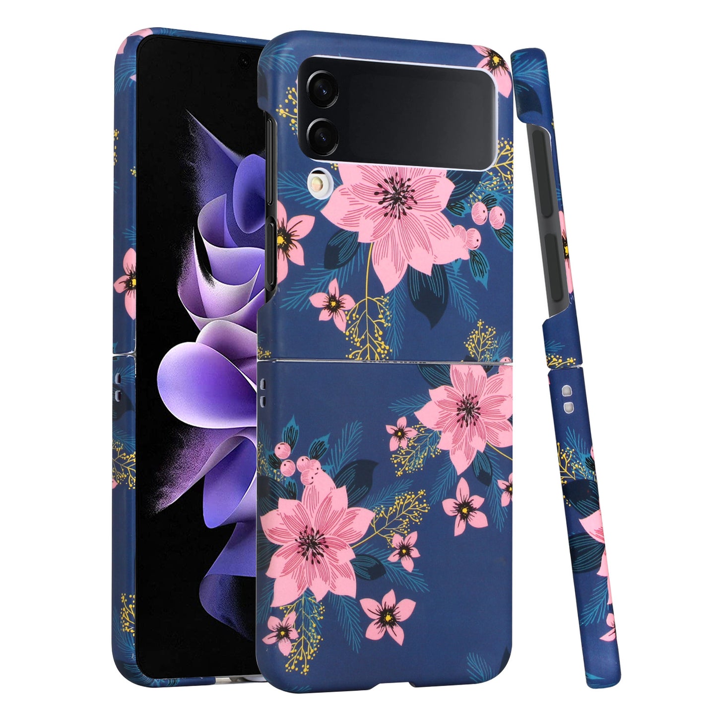 For Samsung Galaxy Z Flip 4 5G Bliss Floral Stylish Design Hybrid Rubber TPU Hard PC Shockproof Armor Slim Phone Case Cover