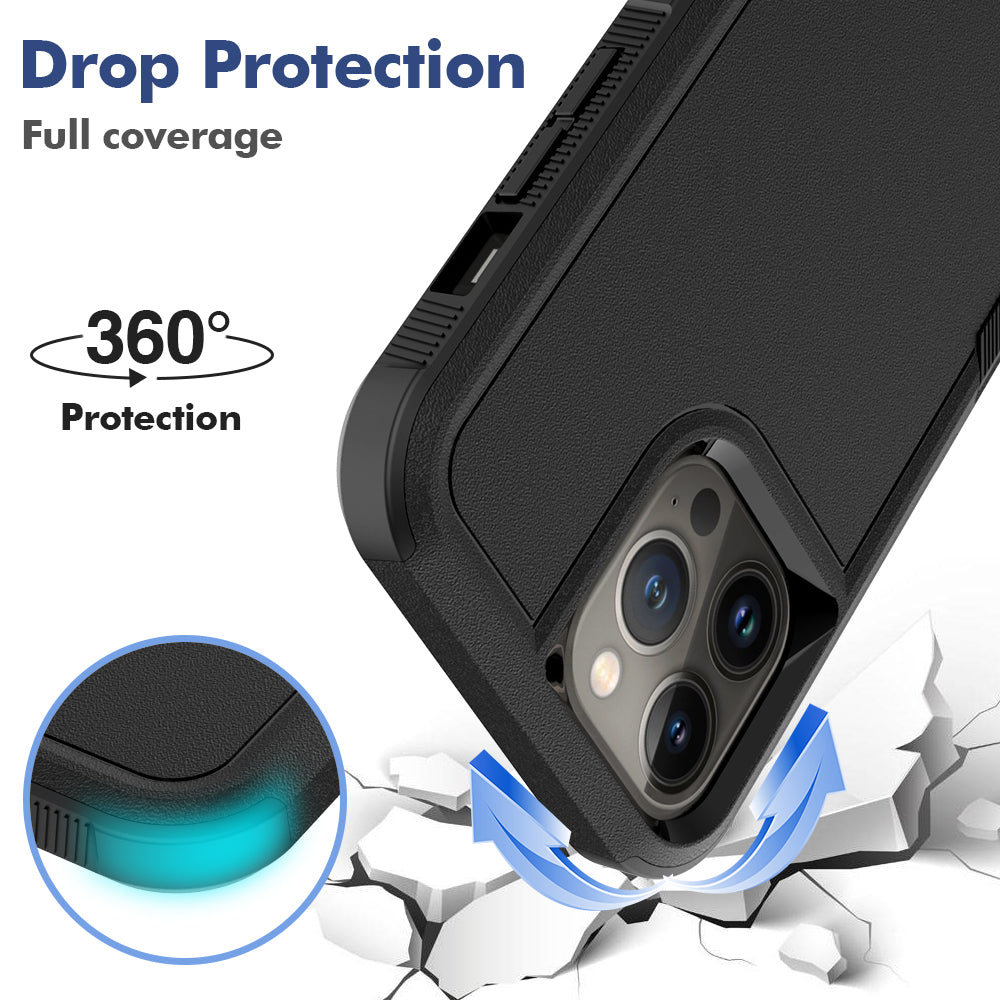 For Apple iPhone 13 Pro Max (6.7") Tough Hybrid Rugged Hard Shockproof Drop-Proof 3in1 Protection, Military Grade Design Phone Case Cover