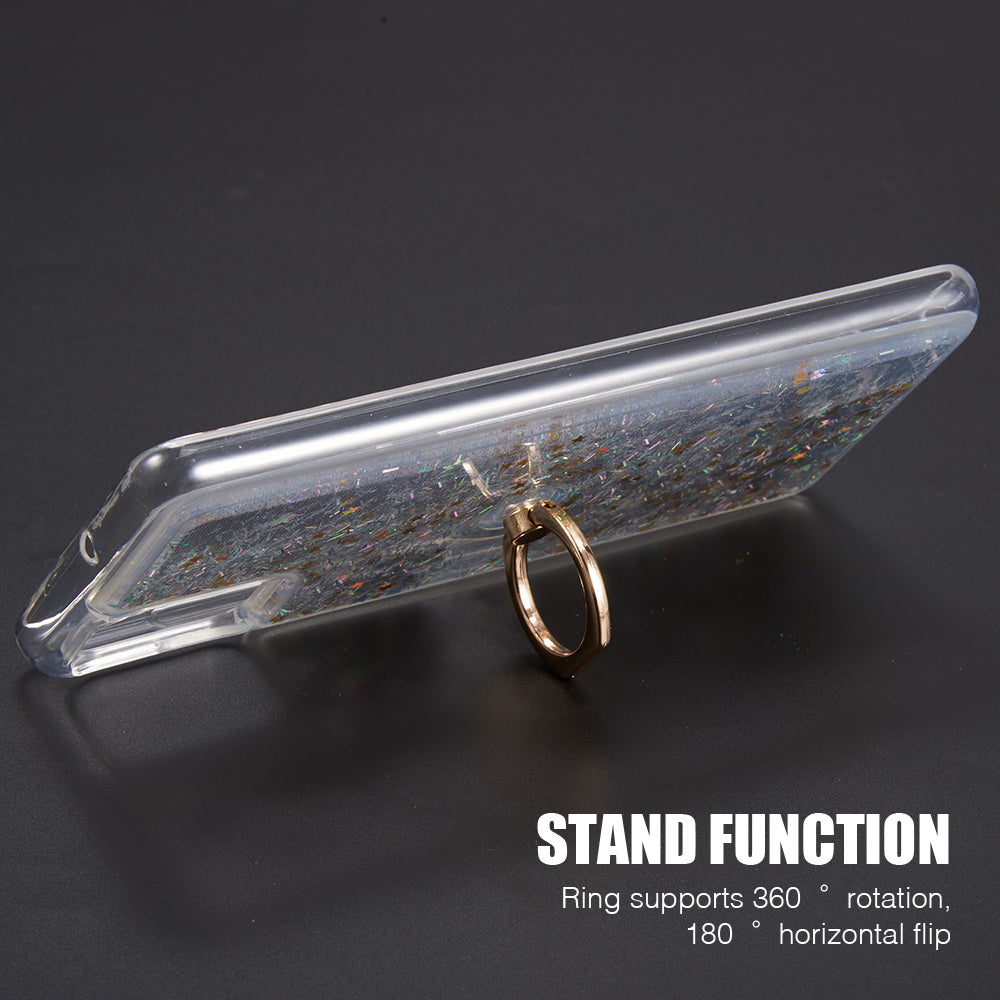 For Samsung Galaxy A22 5G Hybrid Glitter Luxury Bling Sparkling Liquid Quicksand Glittering Sparkle TPU Rubber PC with Ring Stand Holder Kickstand Phone Case Cover