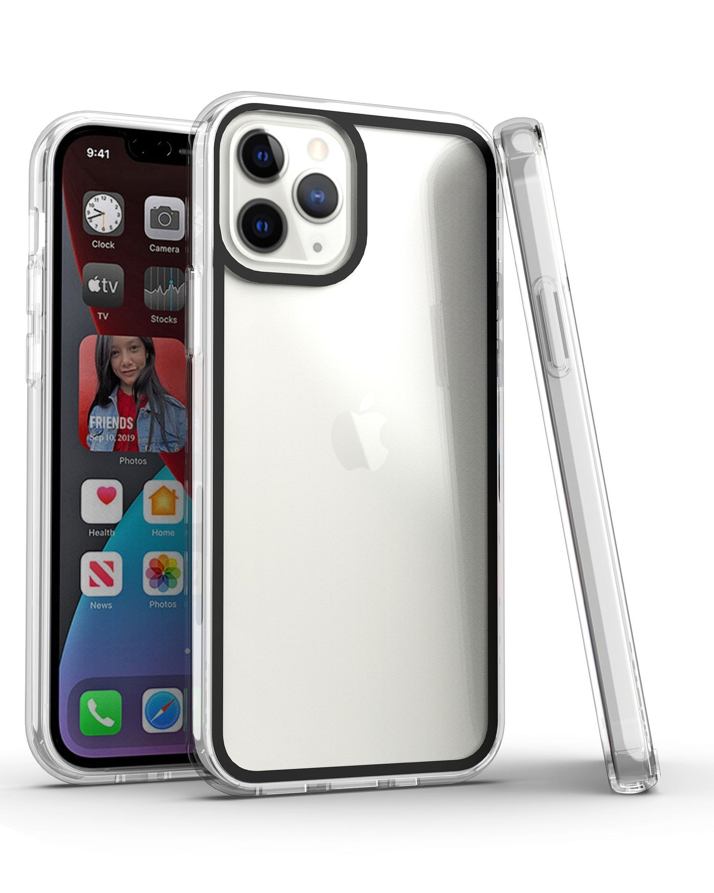 For Apple iPhone 13 Pro (6.1") Ultra Slim Fit Transparent Colored Frame Bumper Hard PC Back Rubber TPU Hybrid Rugged Phone Case Cover