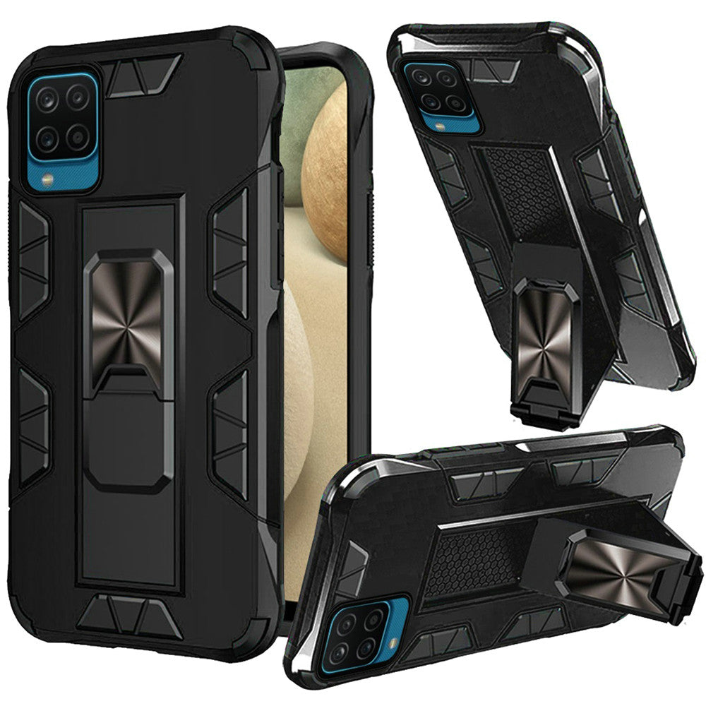 For Samsung Galaxy A12 5G Hybrid Magnetic Slide Ring Stand fit Car Mount Grip Holder Full Body Heavy Duty Rugged Military Grade Phone Case Cover