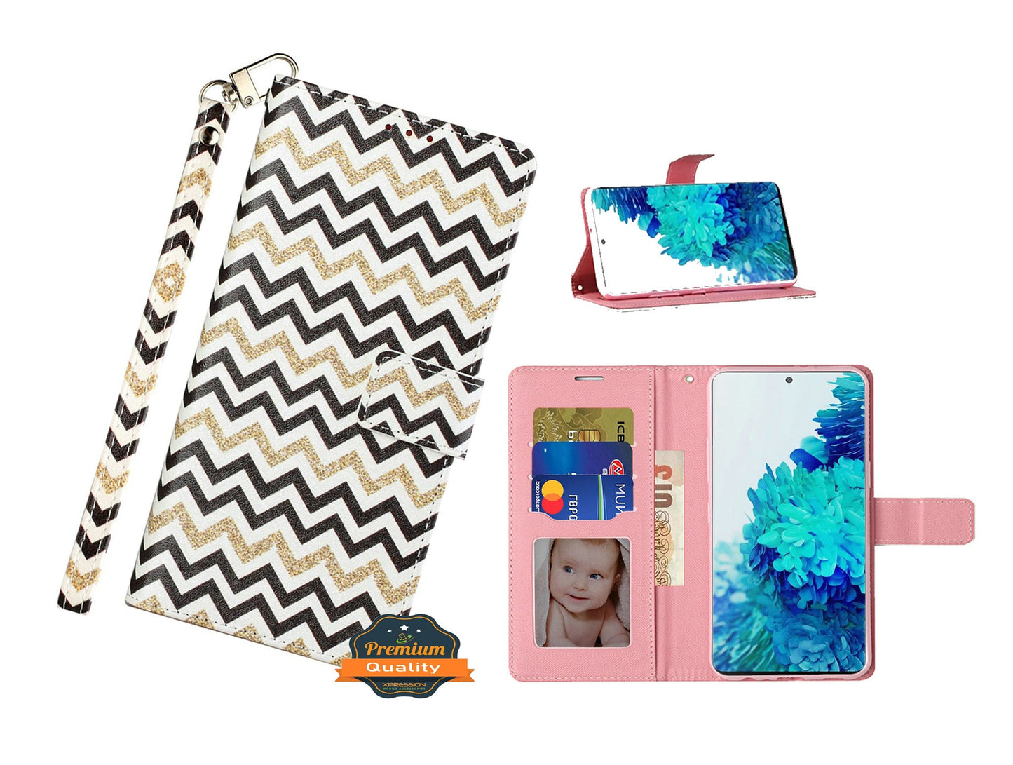 For Samsung Galaxy A22 5G Design Wallet Case ID Money Credit Card Holder Leather Folio Pocket Flip Pouch & Strap Phone Case Cover