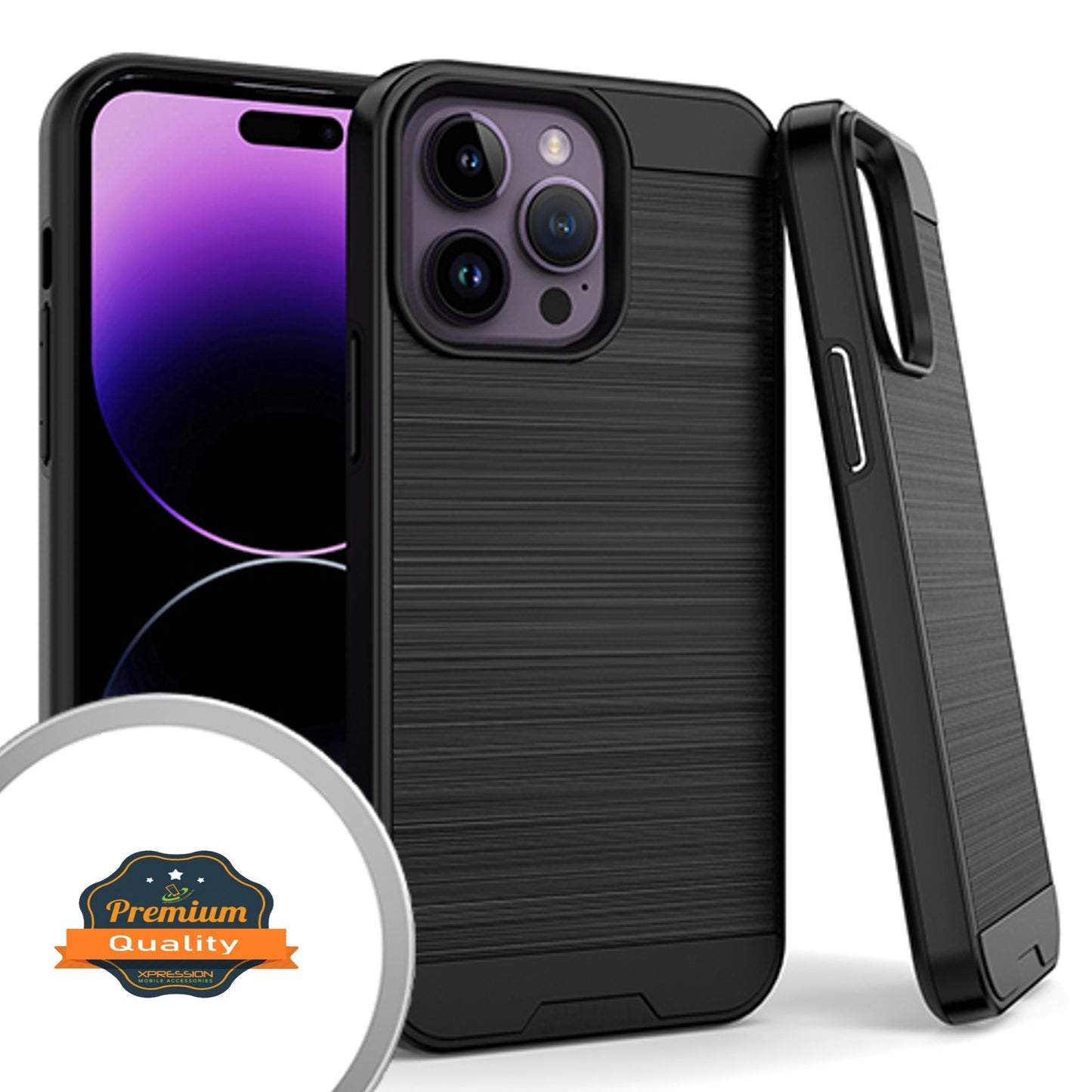 For Samsung Galaxy A54 5G Hybrid Brushed Metal Texture Rugged Slim Shockproof Dual Layers 2-Piece Hard PC + Soft TPU Phone Case Cover